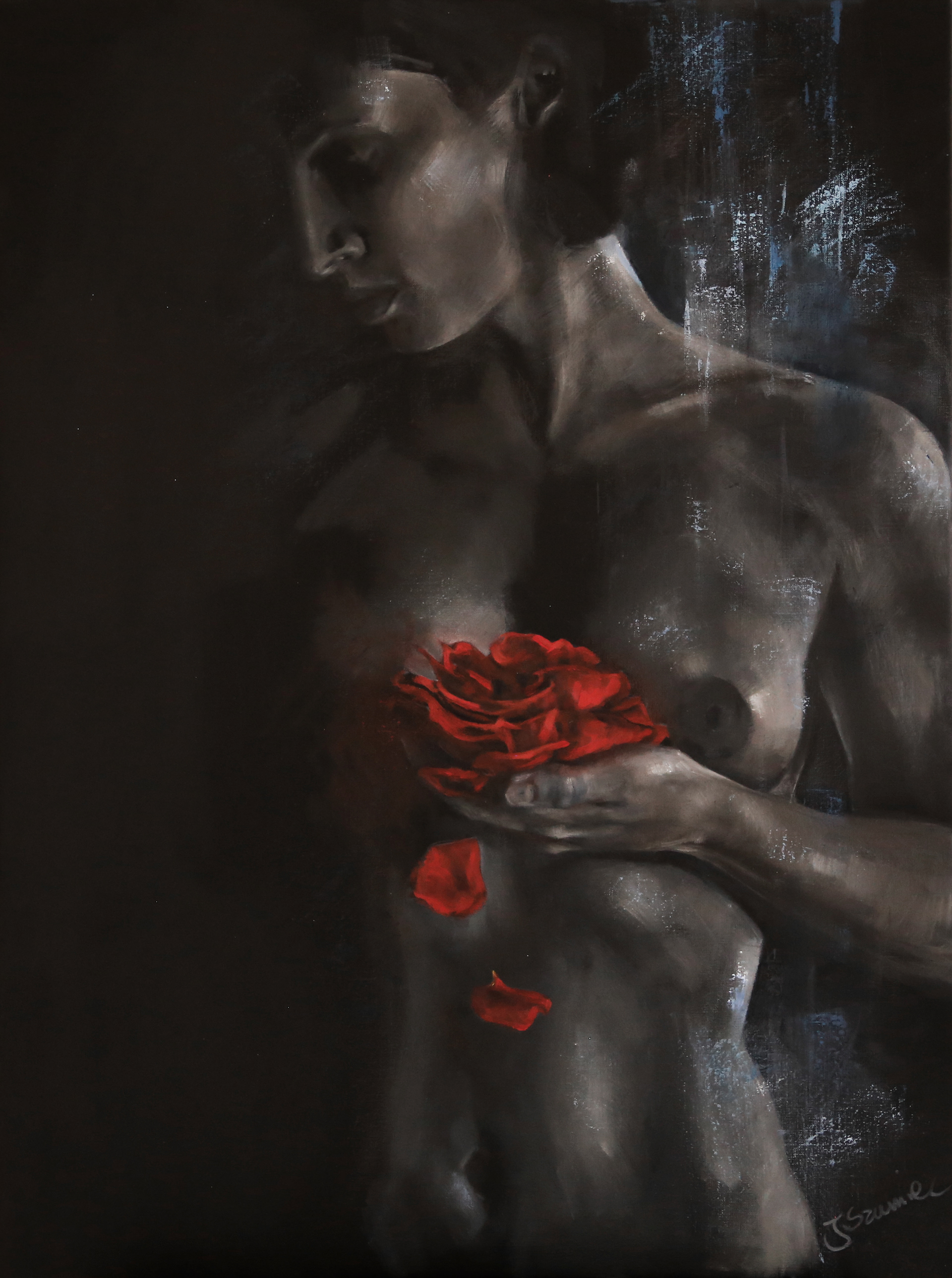 Red rose. 80x60. Oil on linen canvas.