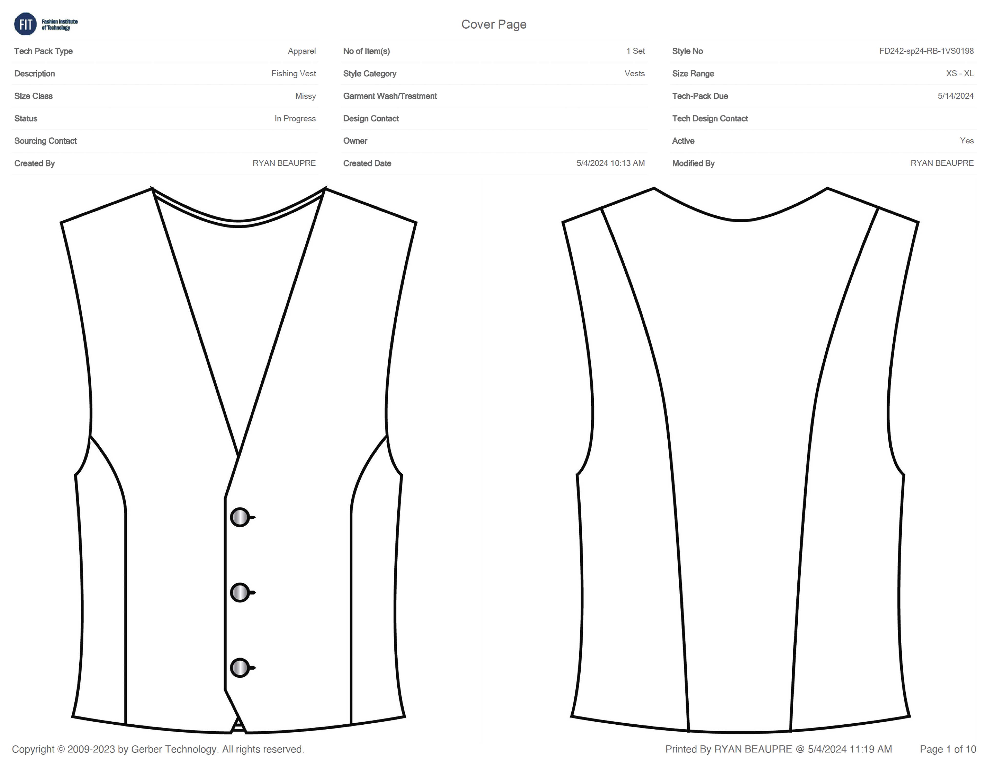Lined "Fishing Vest" Cover Page