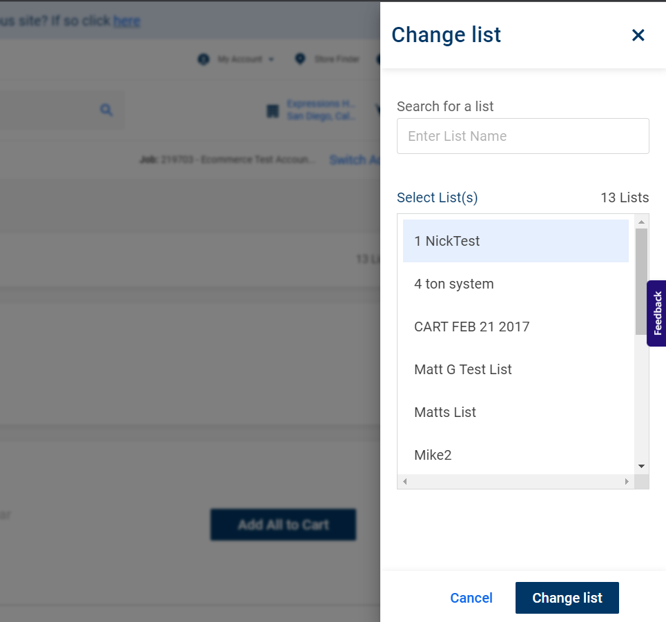 Change List Feature