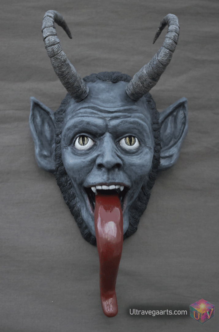 Hand Made Paper mache Krampus Wall Décor by ULTRAVEGA ARTS
