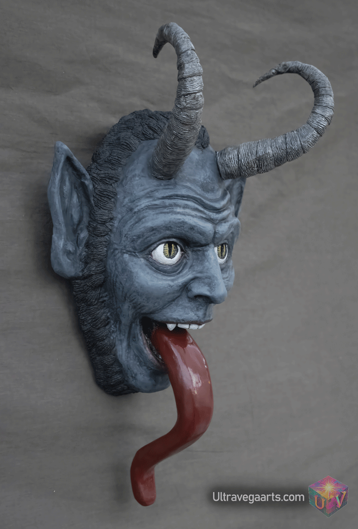 Hand Made Paper mache Krampus Wall Décor by ULTRAVEGA ARTS