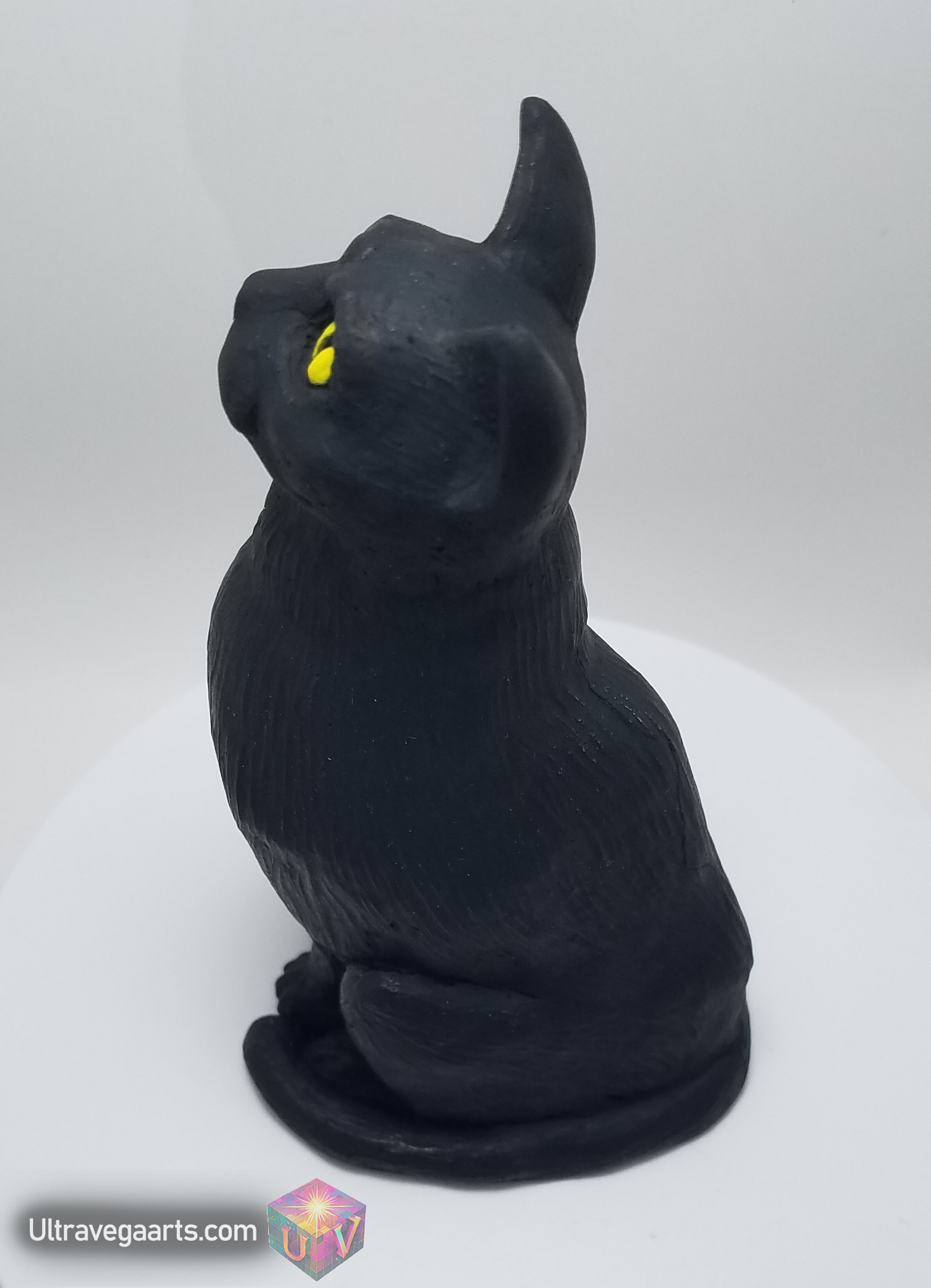 Handcrafted Cement Black Cat Statue by ULTRAVEGA