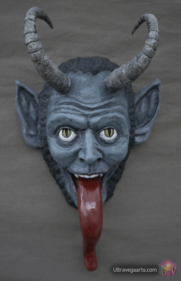 Hand Made Paper mache Krampus Wall Décor by ULTRAVEGA ARTS