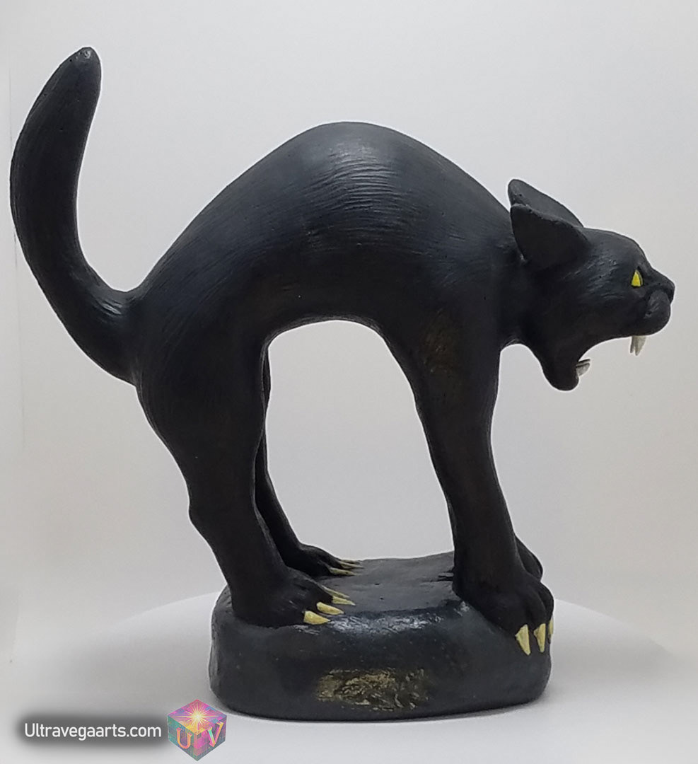 Handcrafted Cement Mad Cat Statue by ULTRAVEGA