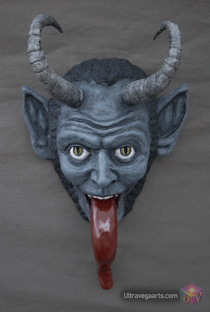 Hand Made Paper mache Krampus Wall Décor by ULTRAVEGA ARTS