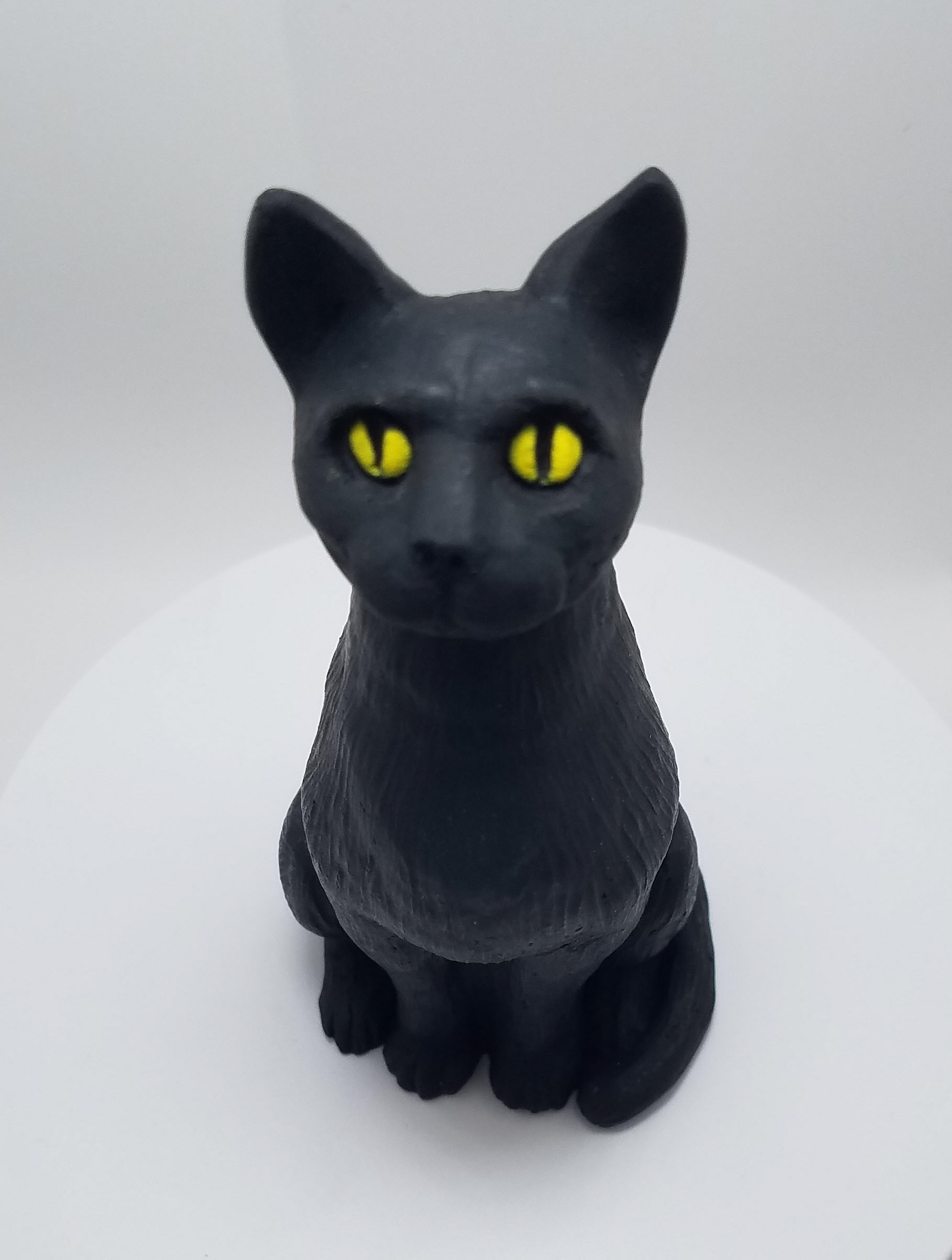 Handcrafted Cement Black Cat Statue by ULTRAVEGA