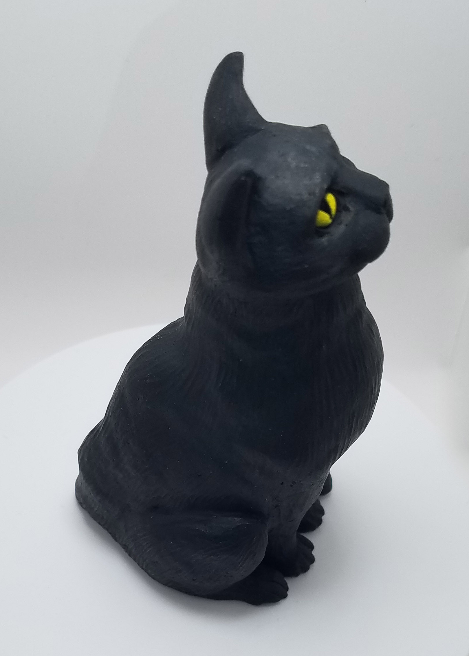Handcrafted Cement Black Cat Statue by ULTRAVEGA