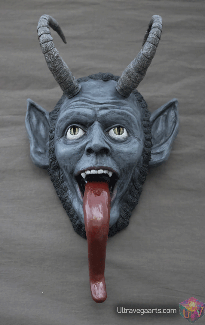 Hand Made Paper mache Krampus Wall Décor by ULTRAVEGA ARTS