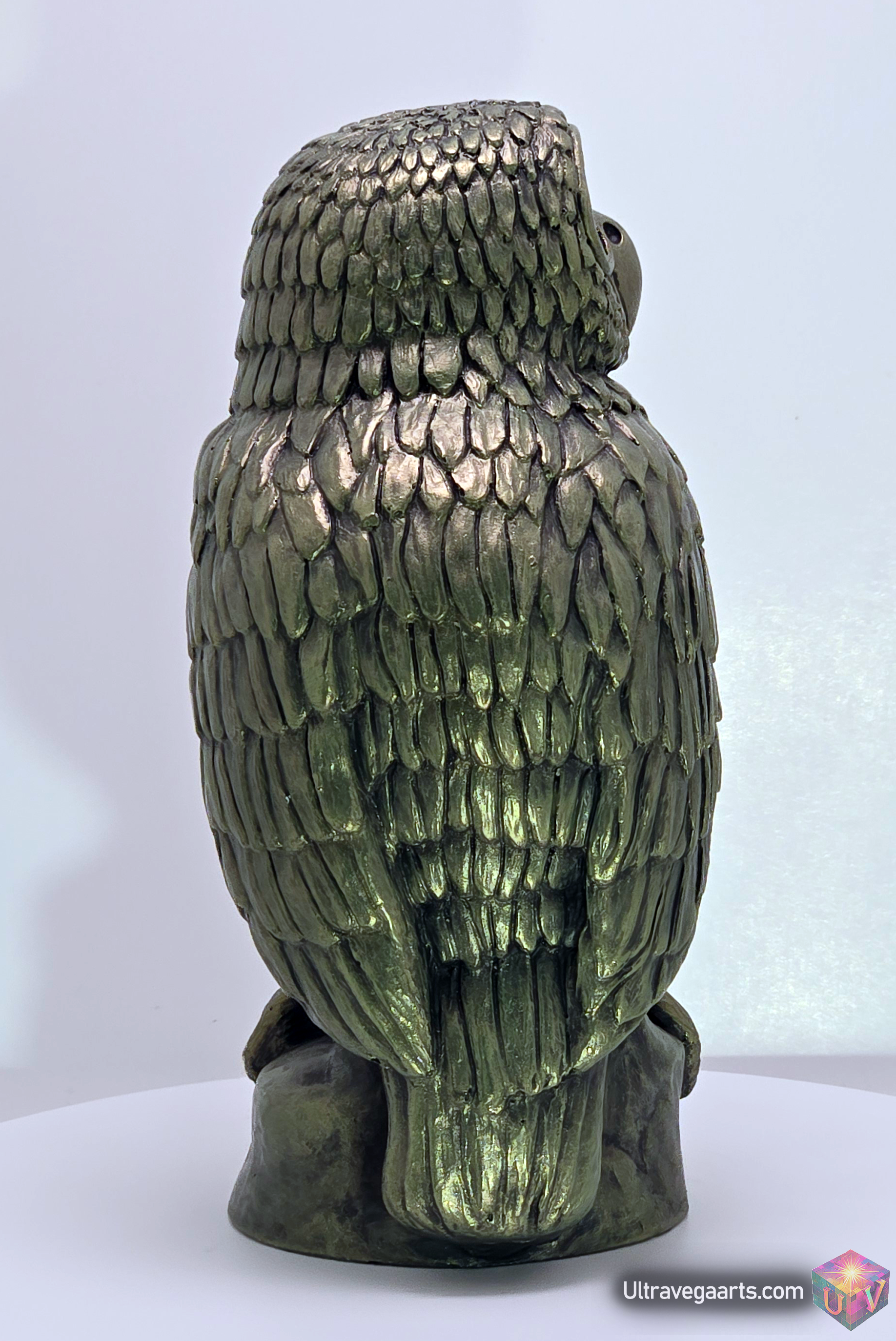 Handcrafted Cement Spiral Eyed Mystic Owl Statue by ULTRAVEGA