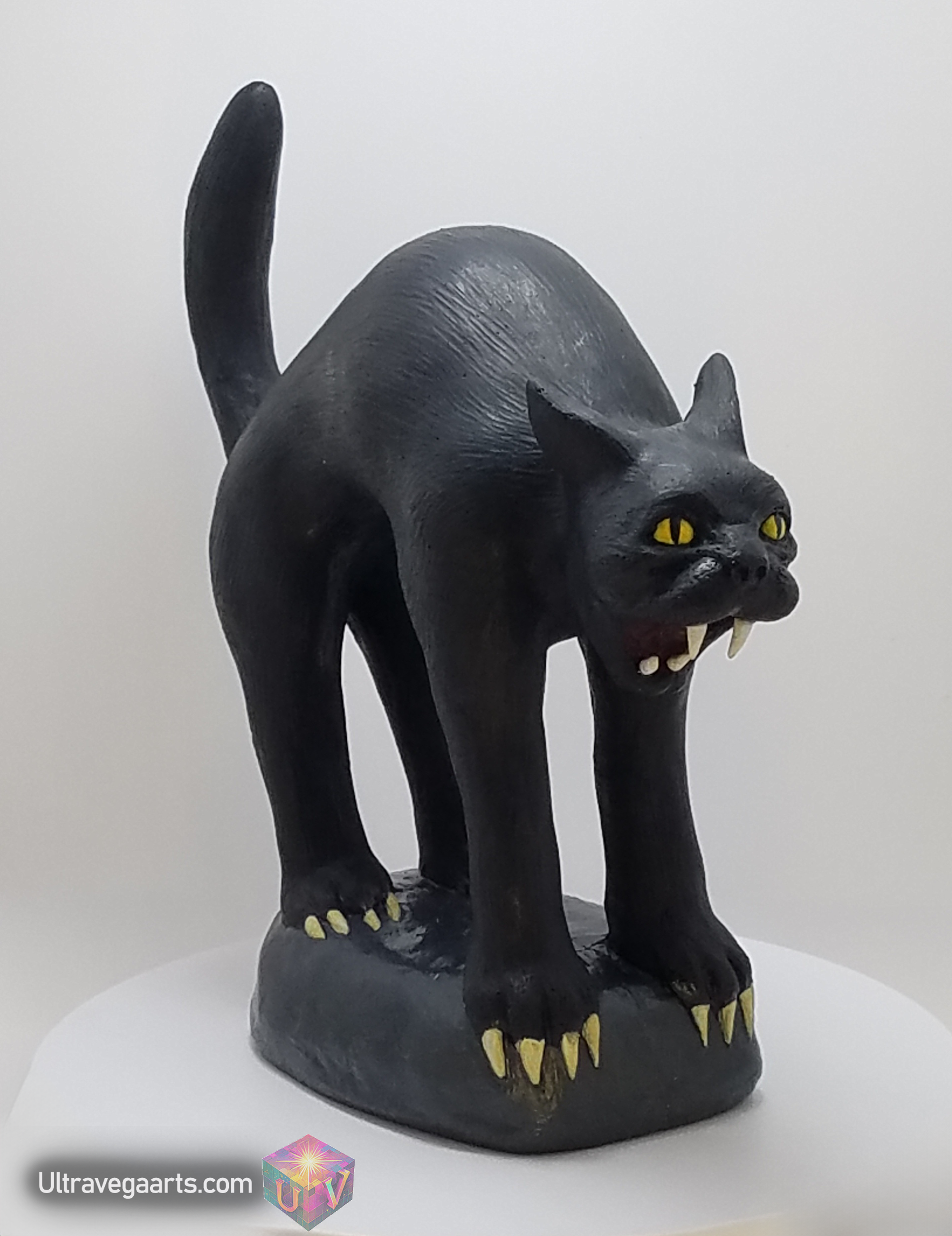 Handcrafted Cement Mad Cat Statue by ULTRAVEGA