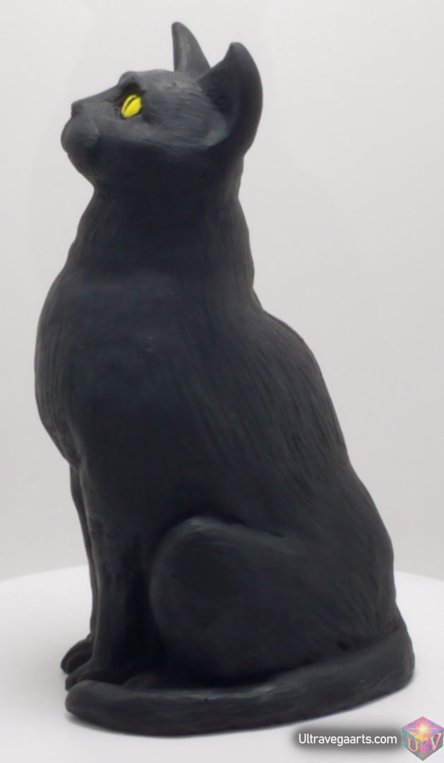 Handcrafted Cement Black Cat Statue by ULTRAVEGA