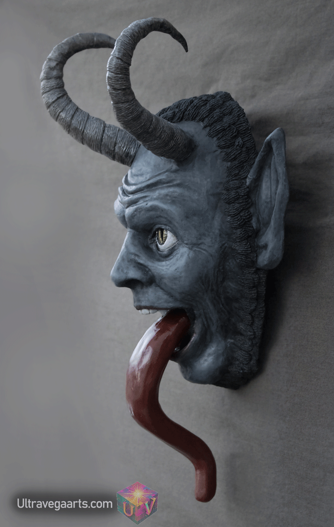 Hand Made Paper mache Krampus Wall Décor by ULTRAVEGA ARTS
