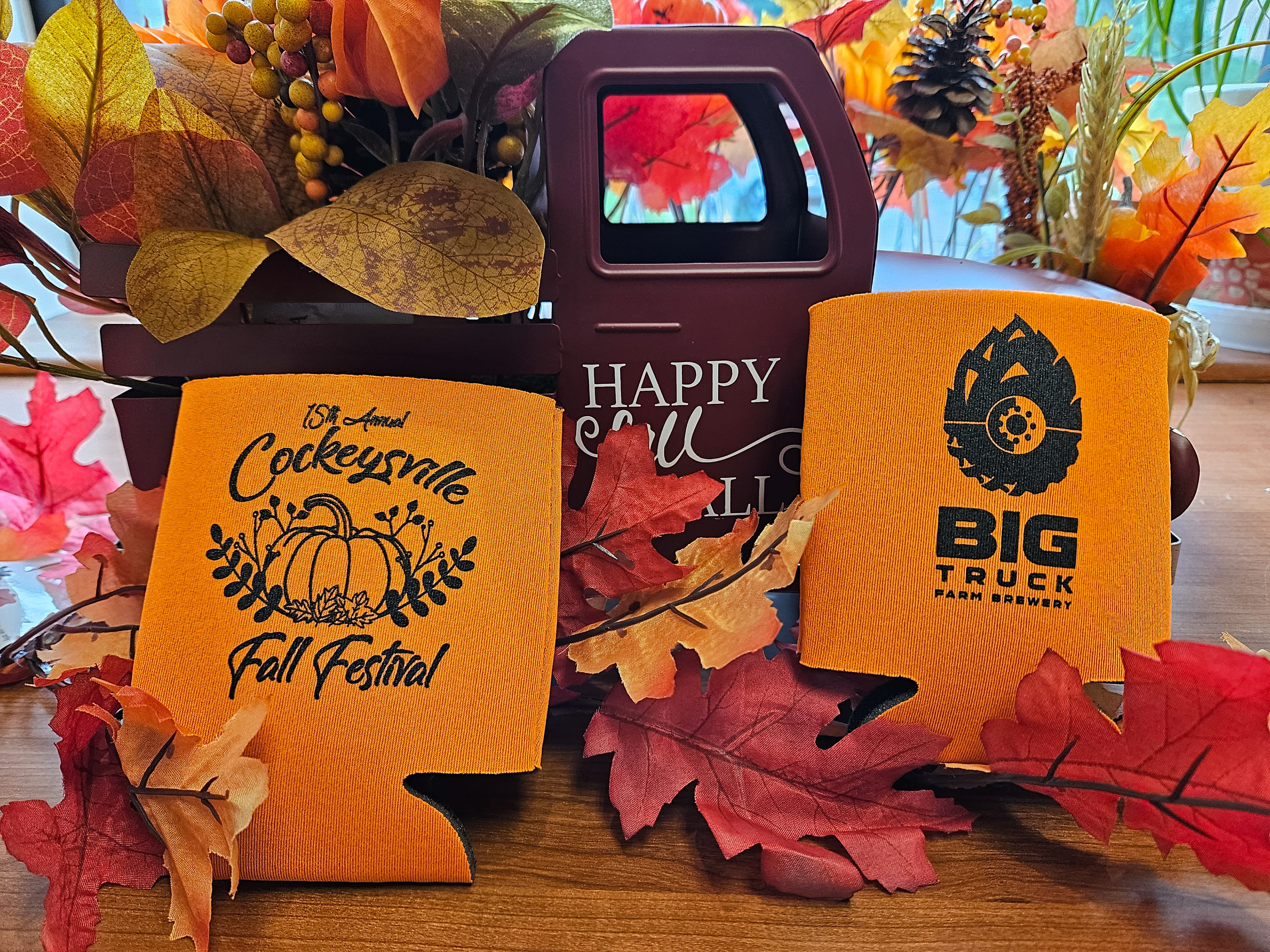 Closer look at front & back of coozies