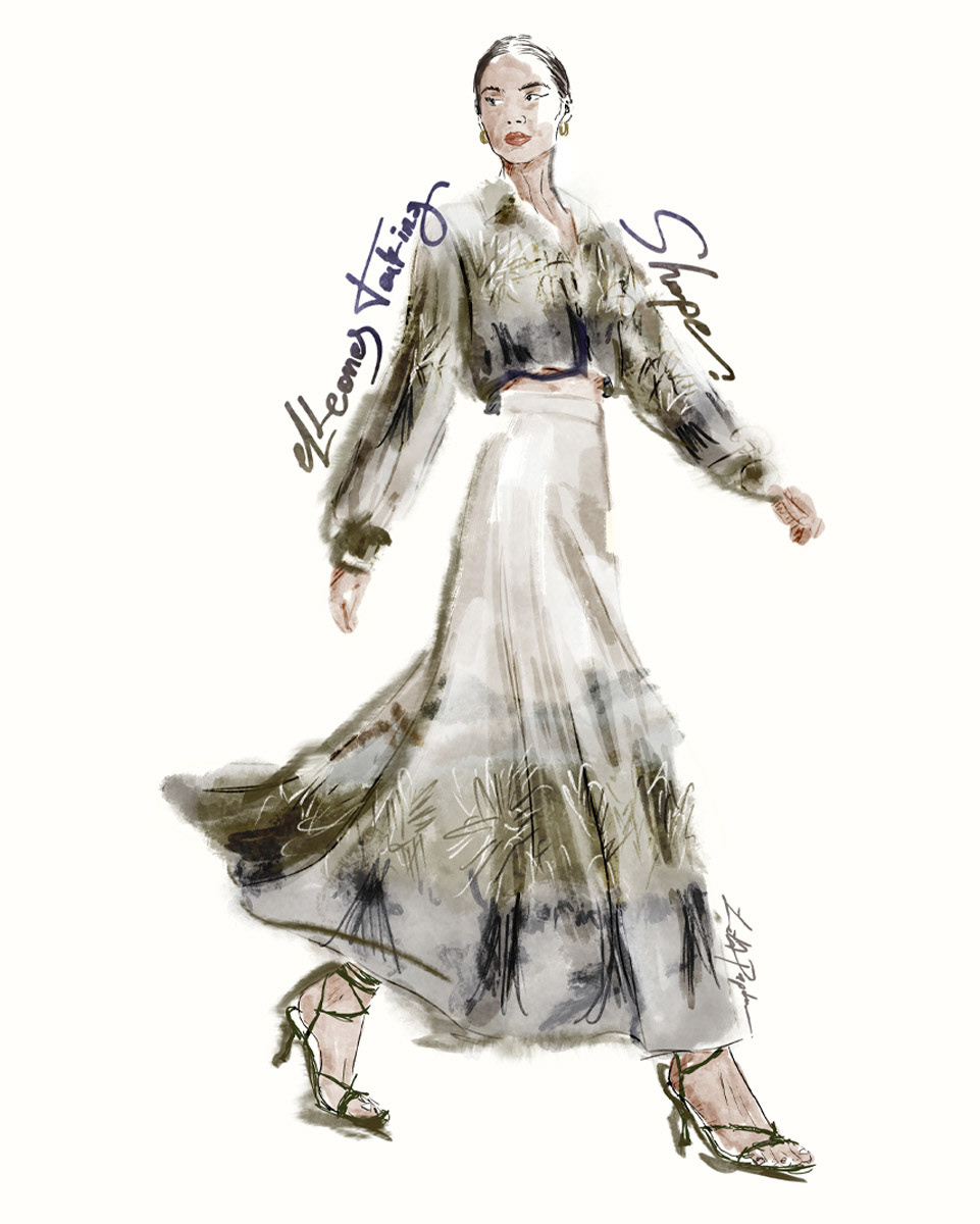 'Elleones' print two-piece set concept, illustrated (soon available for licensing)