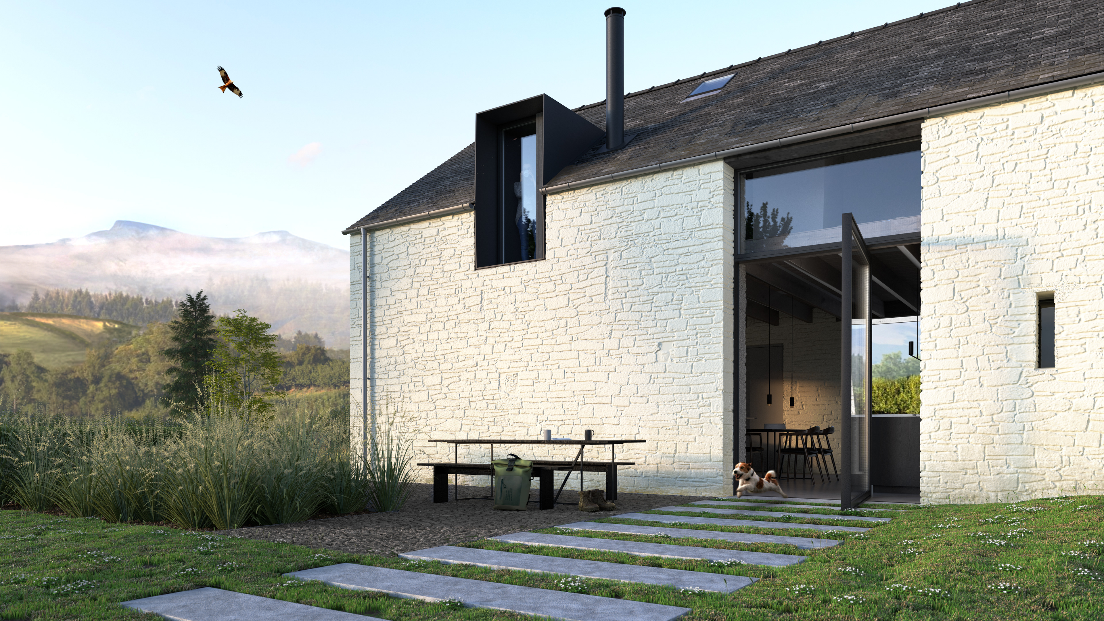 Photorealistic CGI for a luxury barn conversion, Brecon