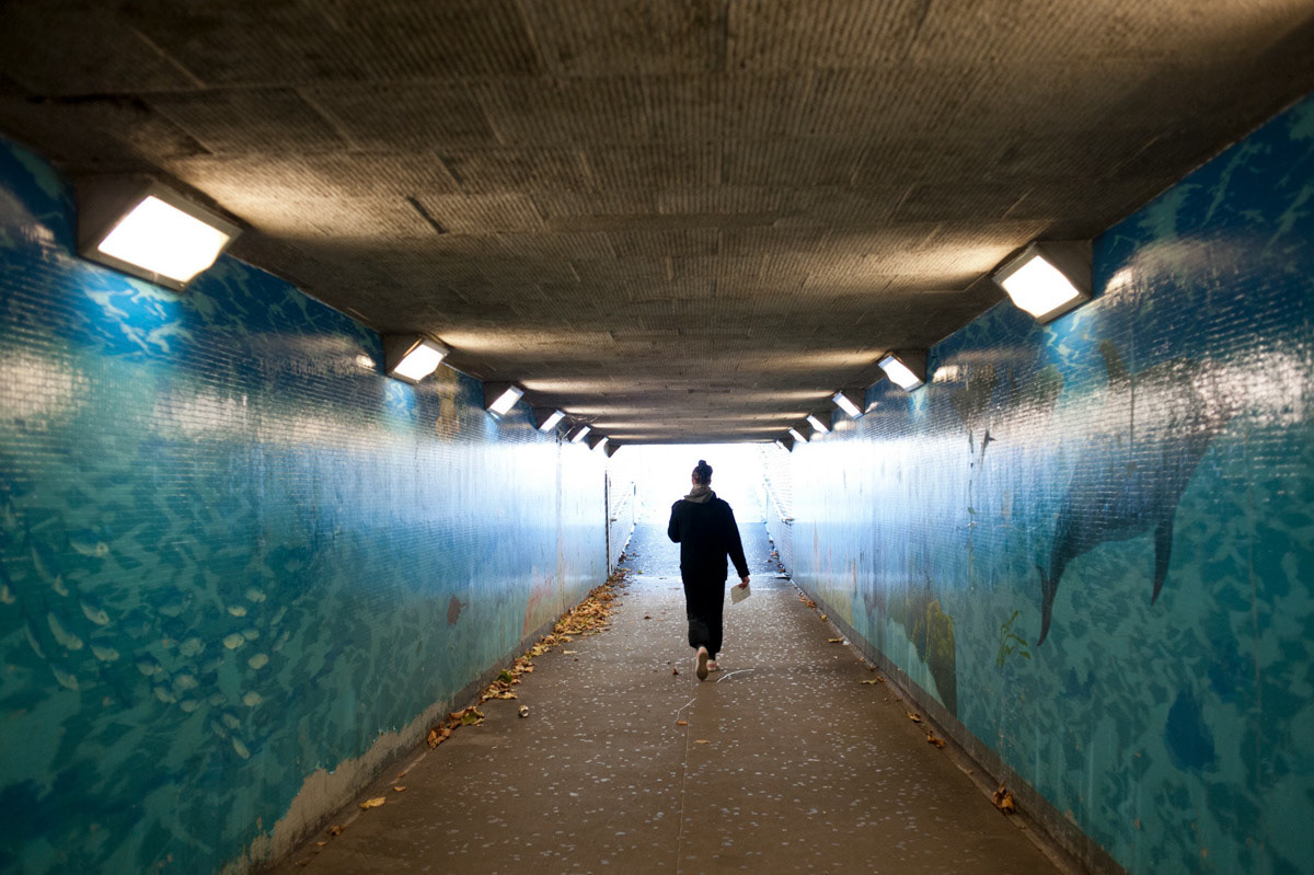Maria, 25, in the tunnels at Elephant and Castle where she spent time rough sleeping, on her own. (An image from 'Where from? Where now? A project exploring women’s homelessness - See STORIES).