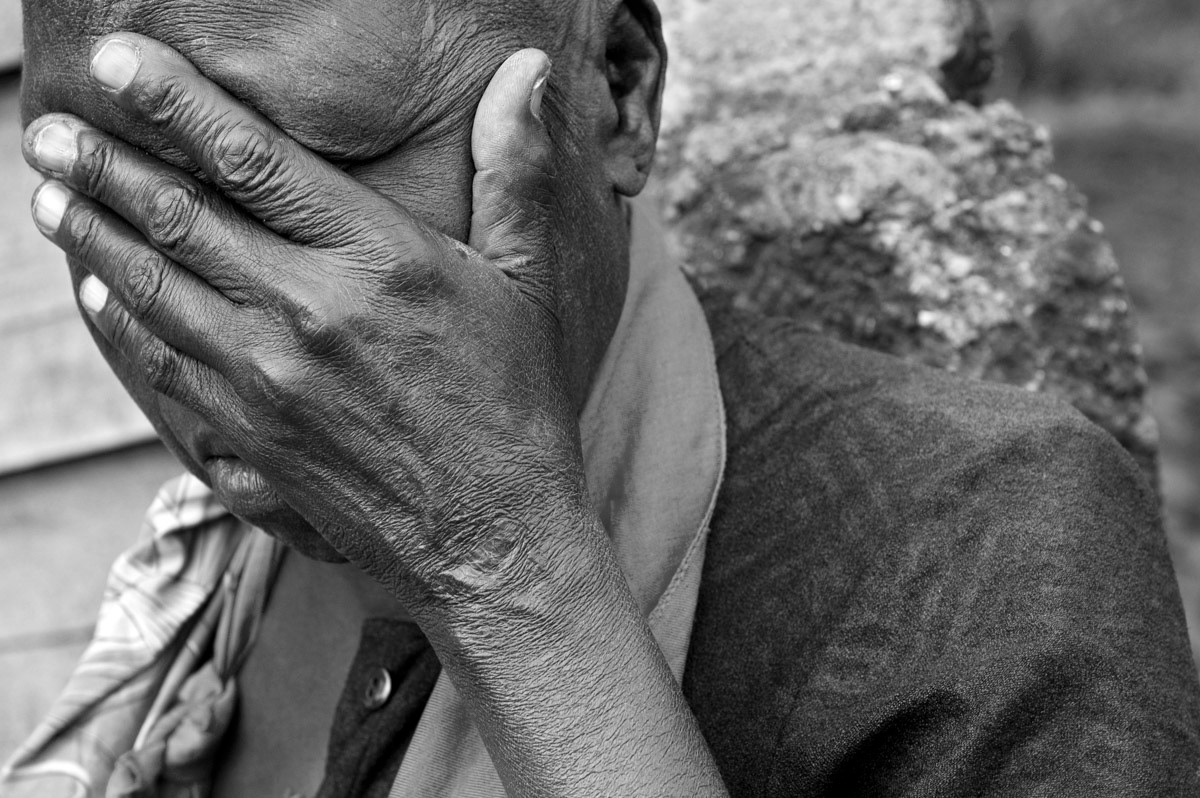 'Safi', aged around 65-70 years old, was raped in September 2004. Four soldiers attacked at night, they killed her husband and three of them raped her. Her children were crying and one was killed. She is waiting to gain strength before she can be operated on for fistula, contracted when she was raped.
