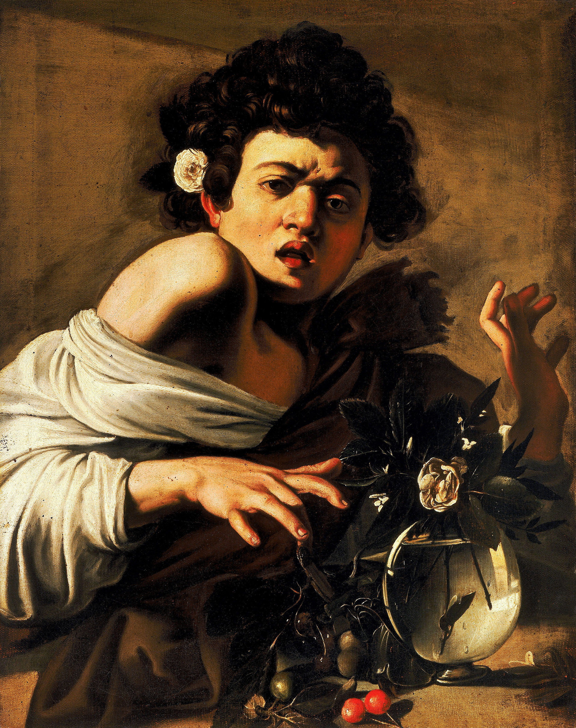 garçon mordu par un lézard, Fondazione Longhi, Florence. De subtiles différences sur la fleur en particulier
