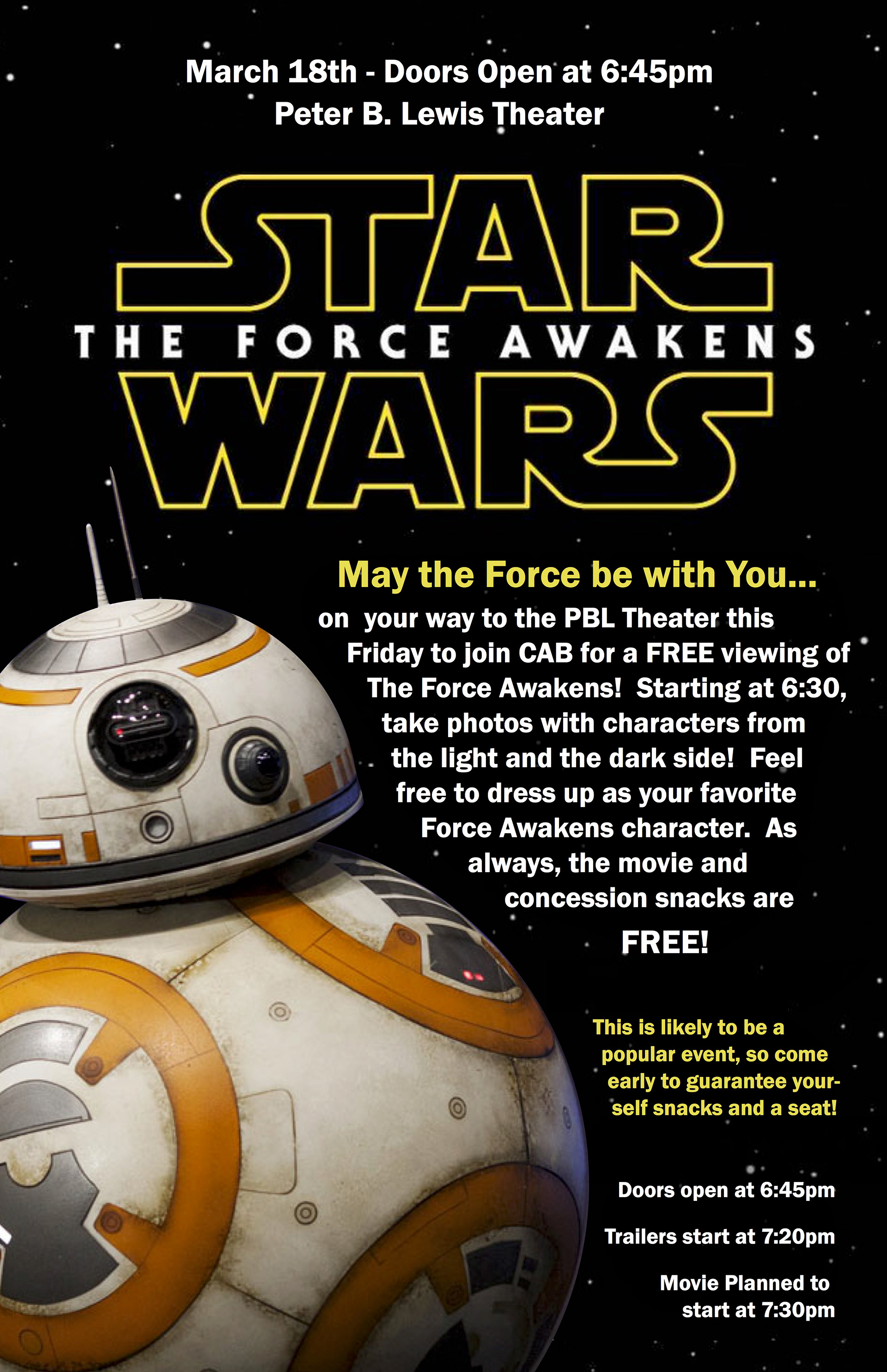 Star Wars Screening Promotional Flyer