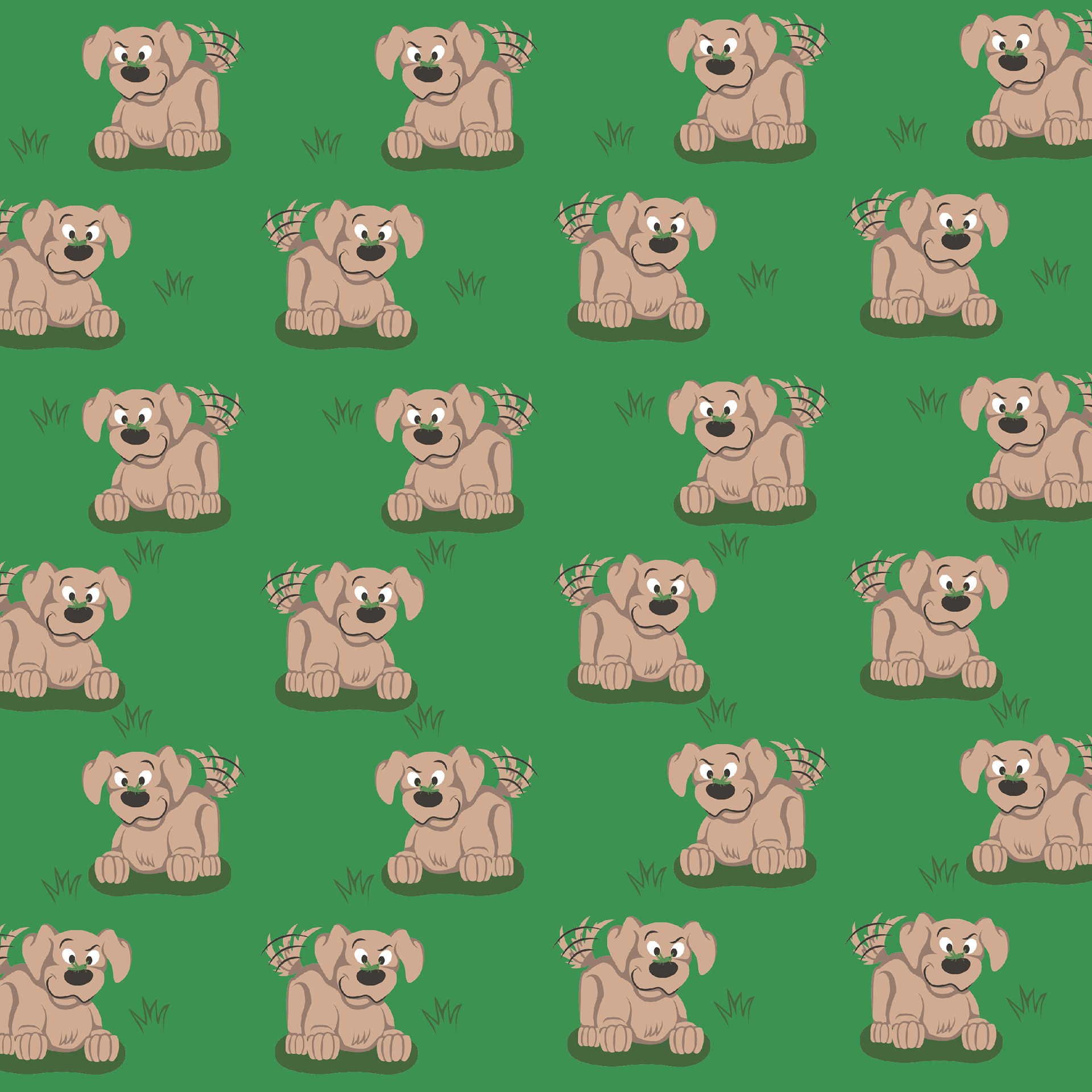 Puppy in grass pattern