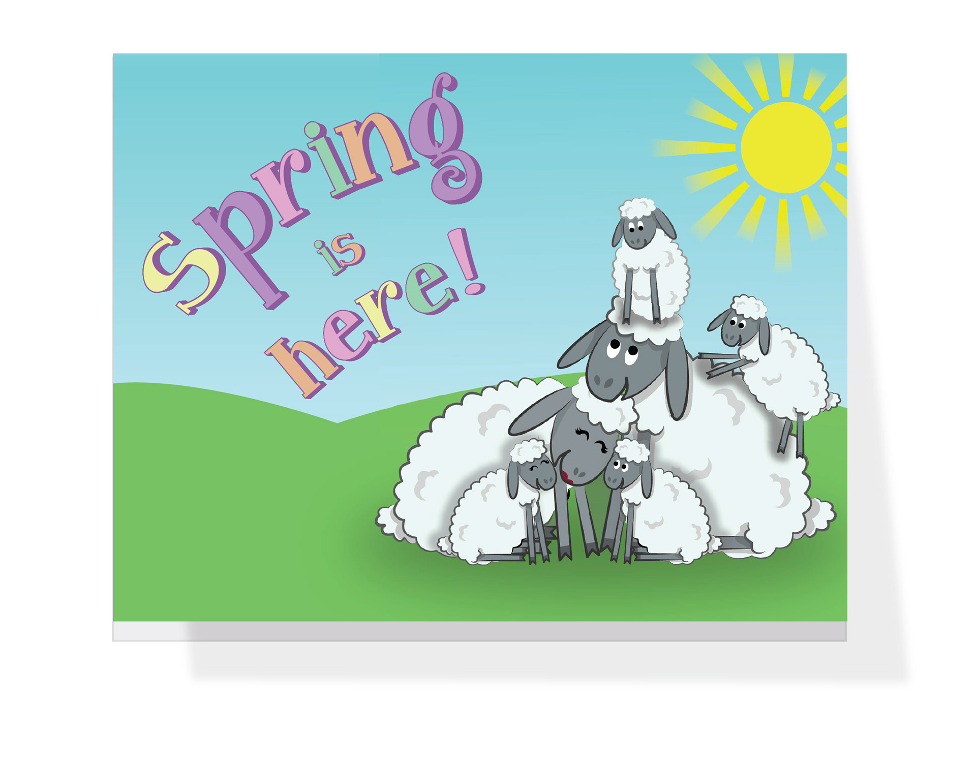 Card, Spring is Here, Sheep Family