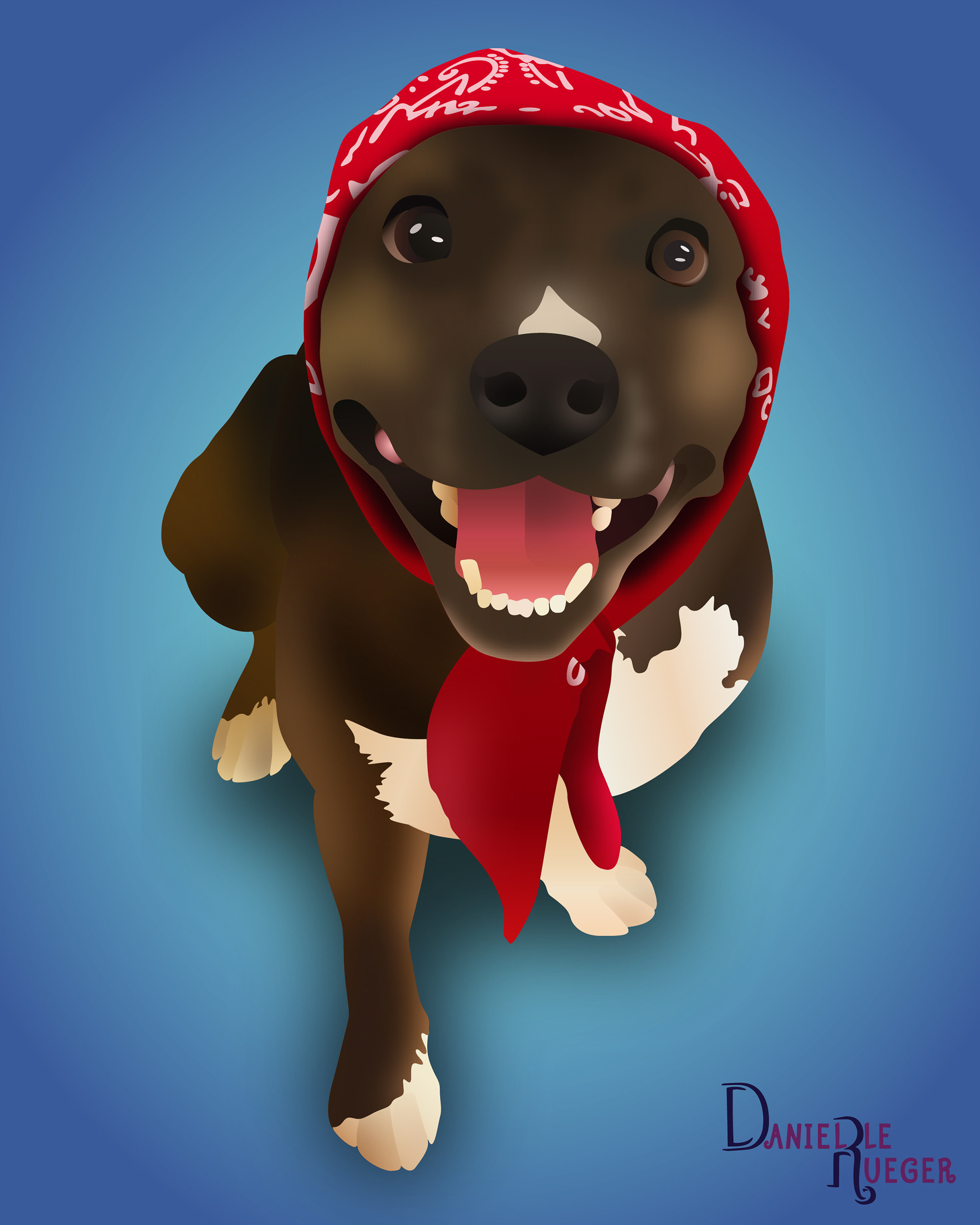 Pet Portrait: Brown dog wearing a scarf