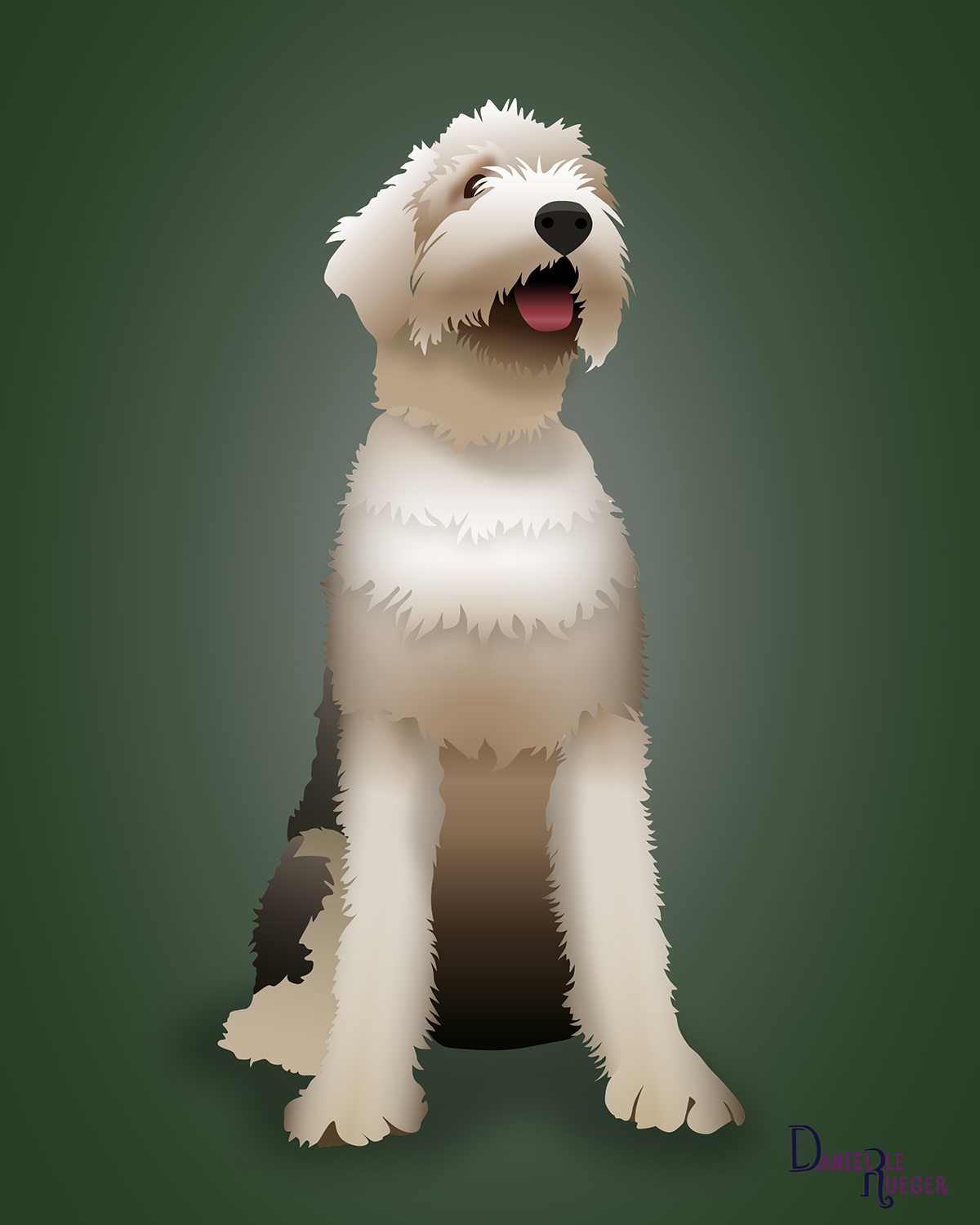 Pet Portrait: Fluffy white and grey sheepdog