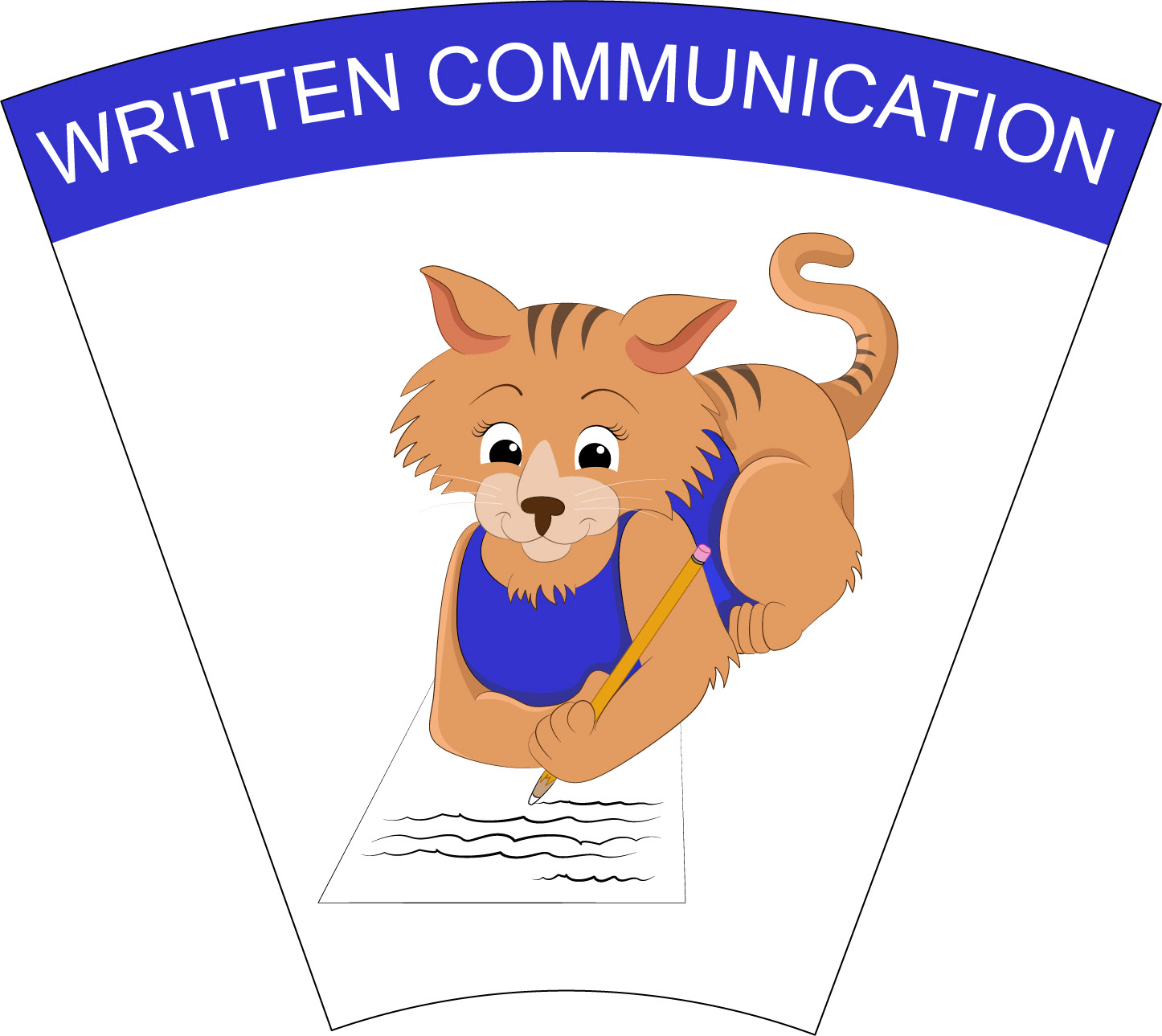 Written Communication: Illustration of orange kitten writing a letter
