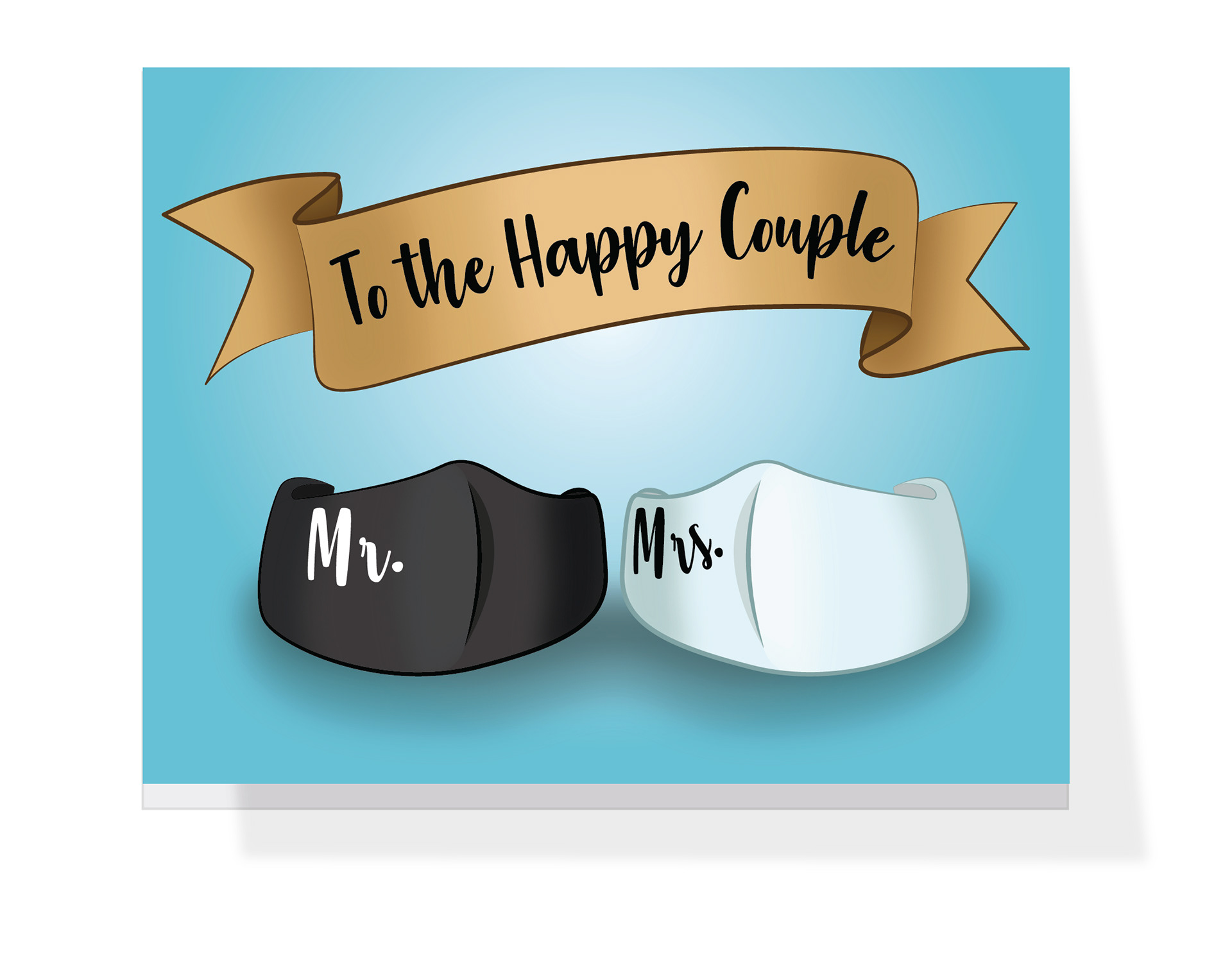 Card, To the happy couple, wedding, masks