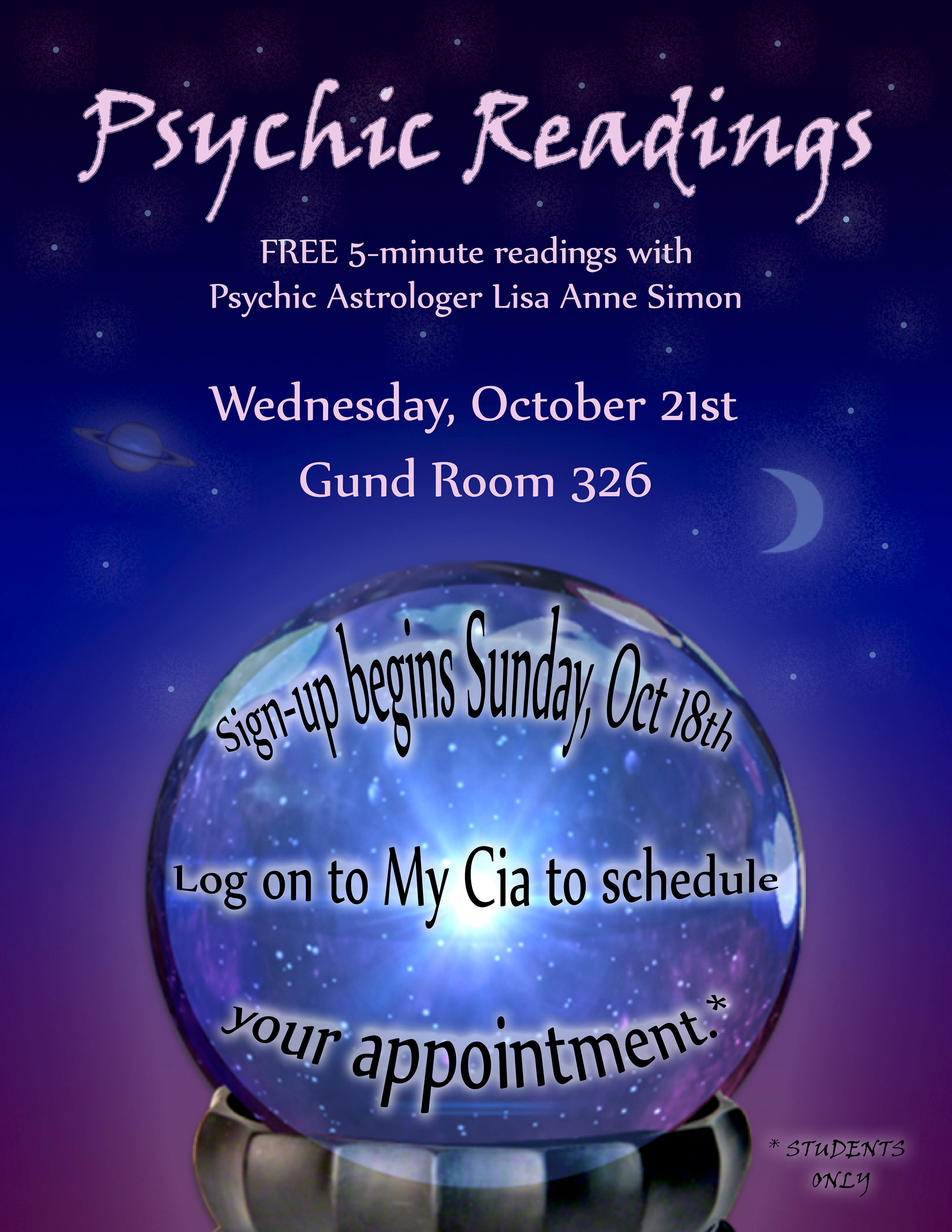 Psychic Readings Promotional Flyer