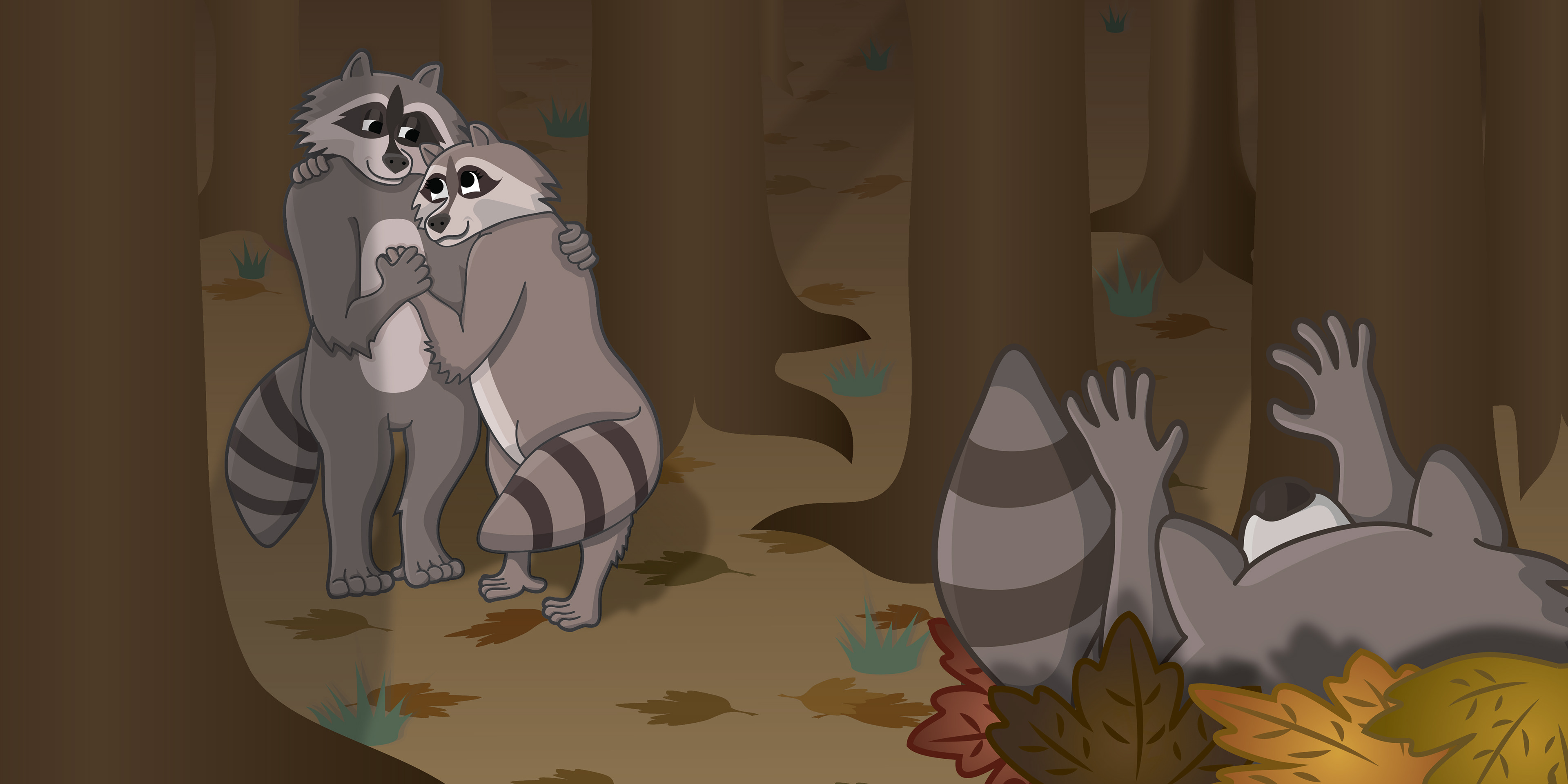 Raccoon parents welcome their new baby