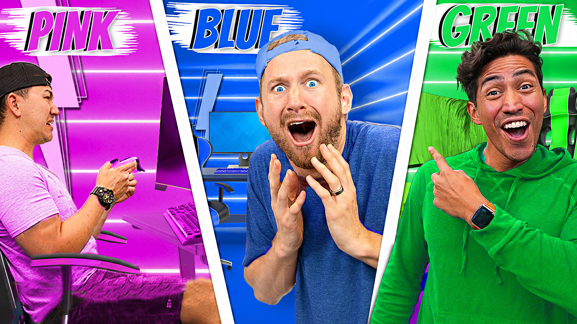 Thumbnail created with Photoshop for Team Edge's video Gameroom with one color