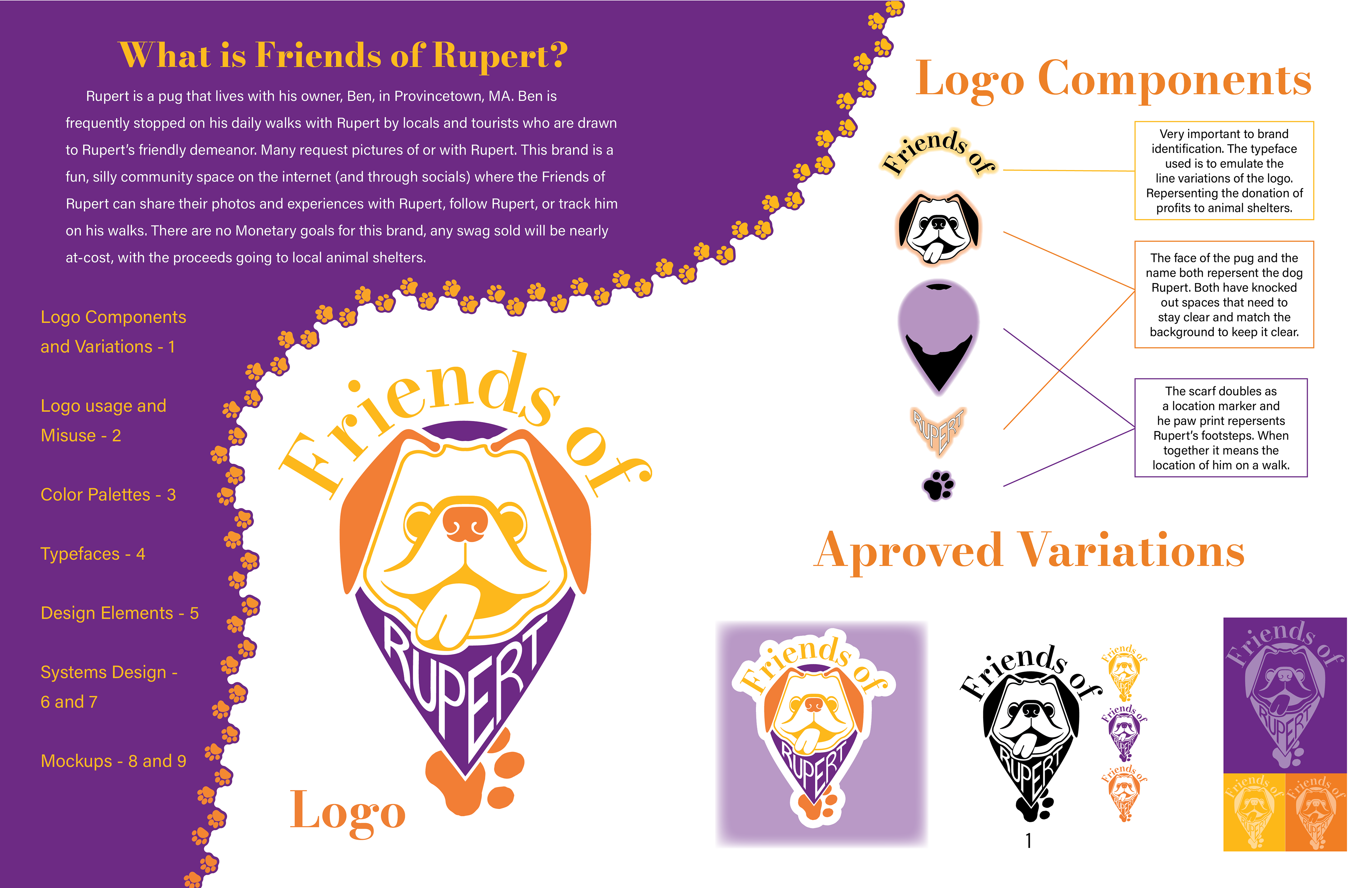 Introduction page with a logo components breakdown, explaining the different aspects and meanings of the elements.