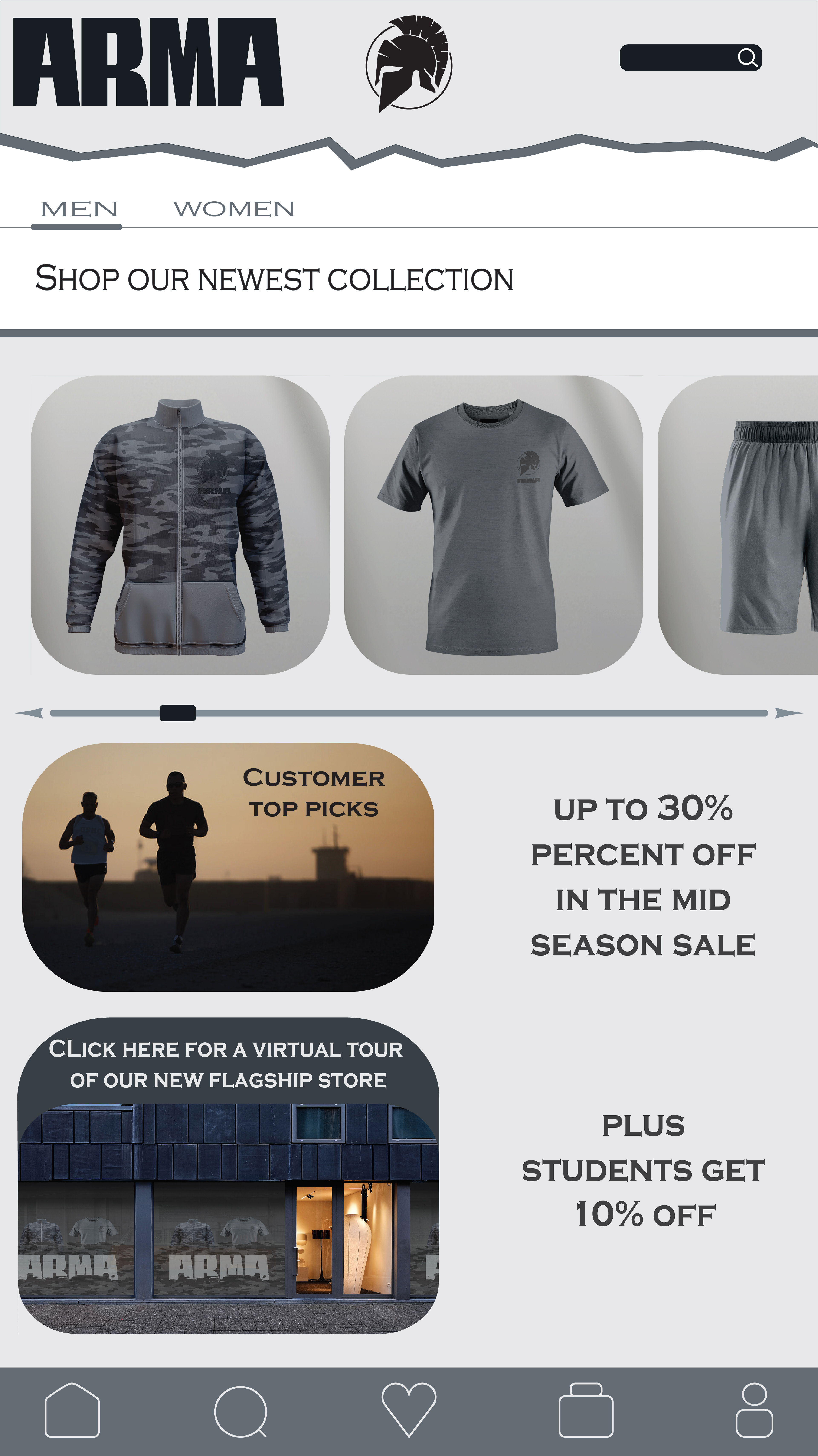 Phone app homepage