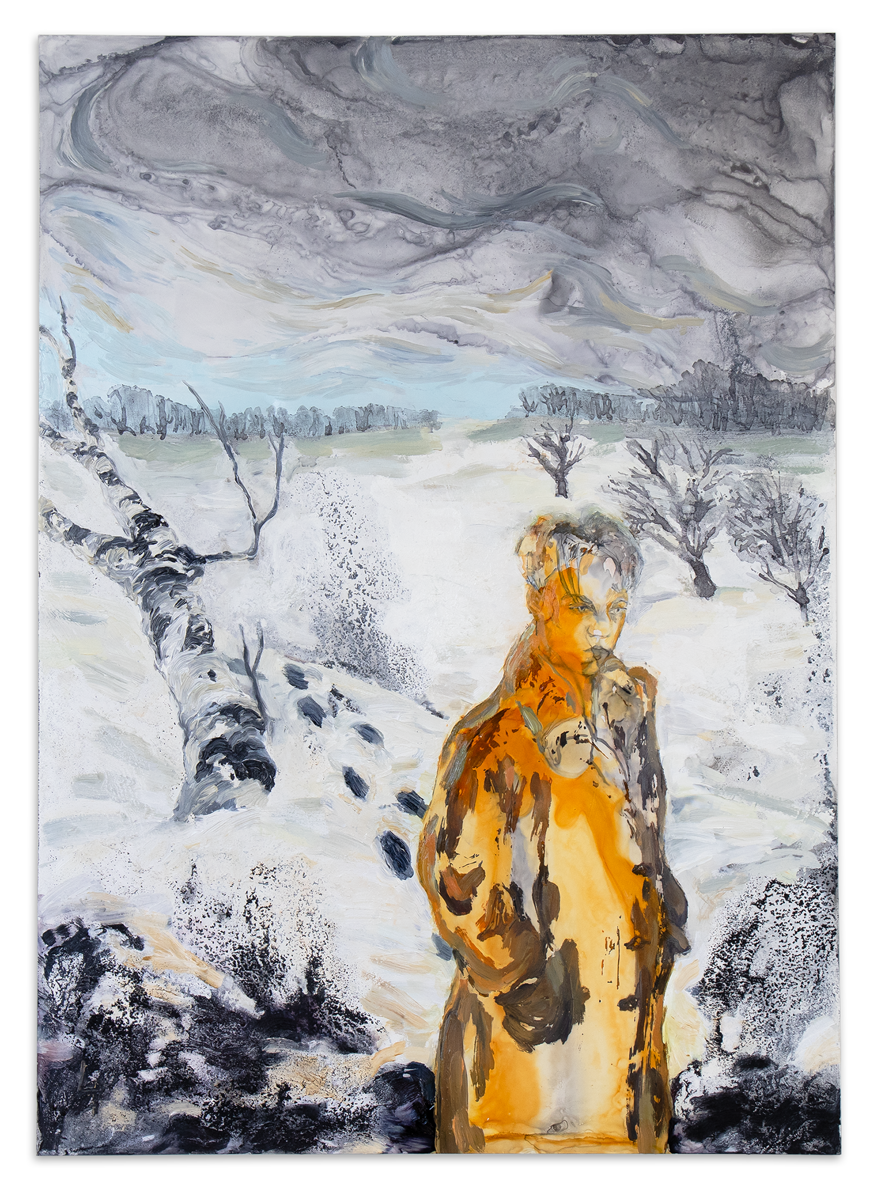 Springtime 2021 Alcohol ink, oil, gouache on synthetic paper 70 x 50 cm