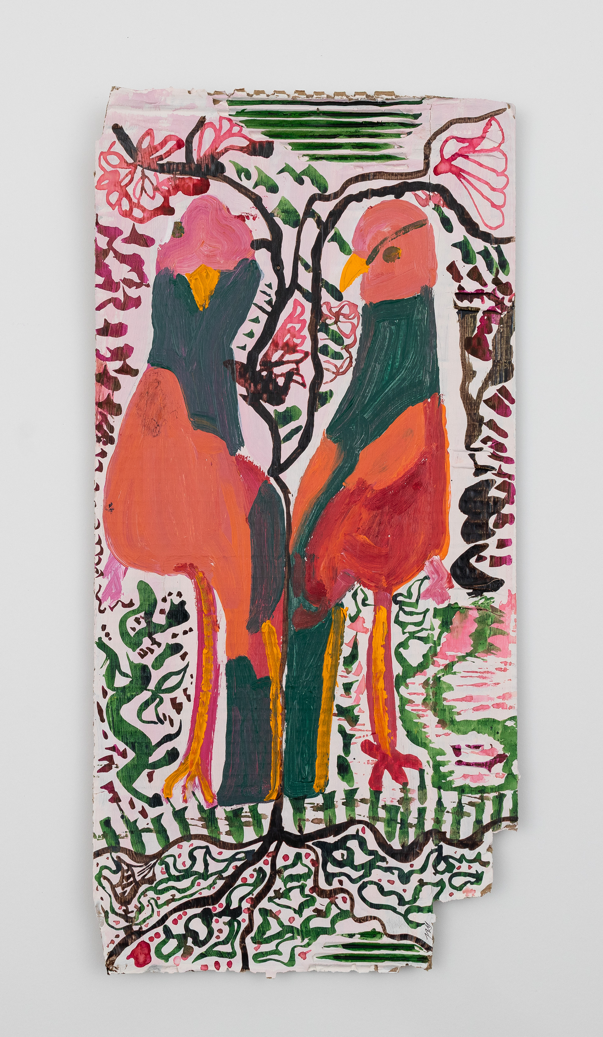 Chit Chat: Acrylic and ink on Cardboard; 51 x 25