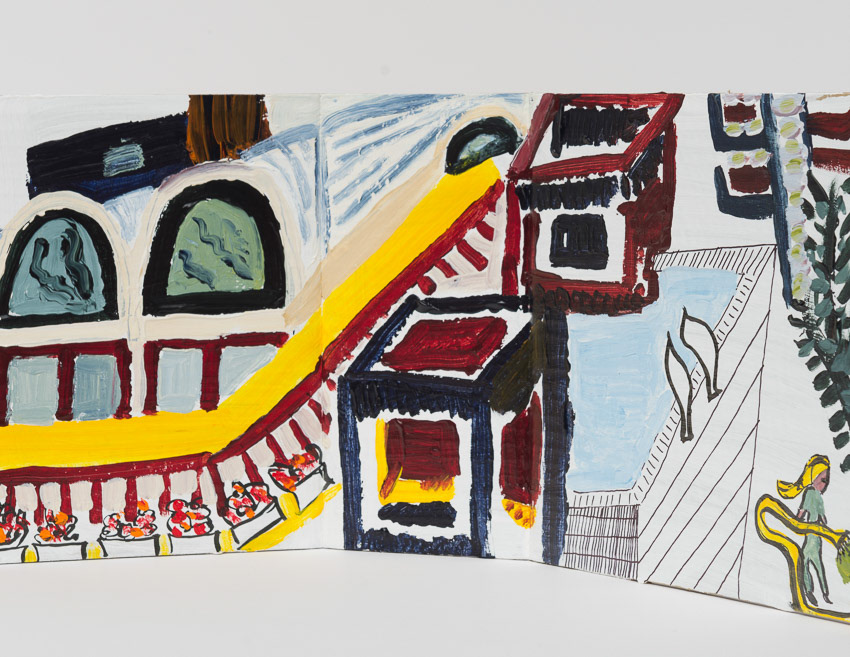 A Barbican Tale Acrylic and ink on Recycled Cardboard Dyson Packaging 17.6 x 39 x 0.5