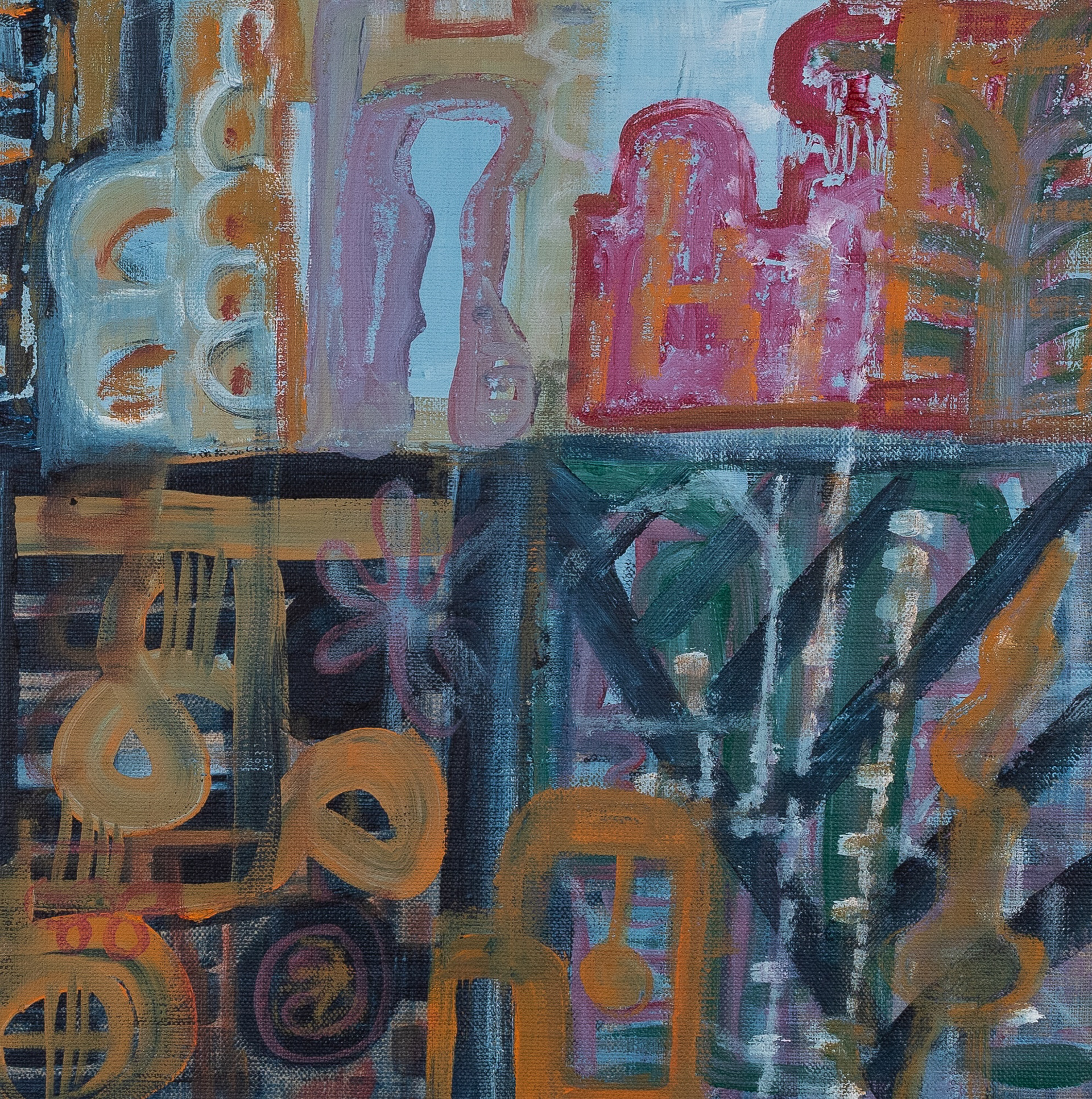 The City At Dusk: Acrylic on Board 30 x 30cm