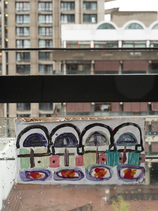 Crescent Windows, Frobisher Crescent Acrylic on recycled Dyson cardboard packaging 13 x 25 x 2