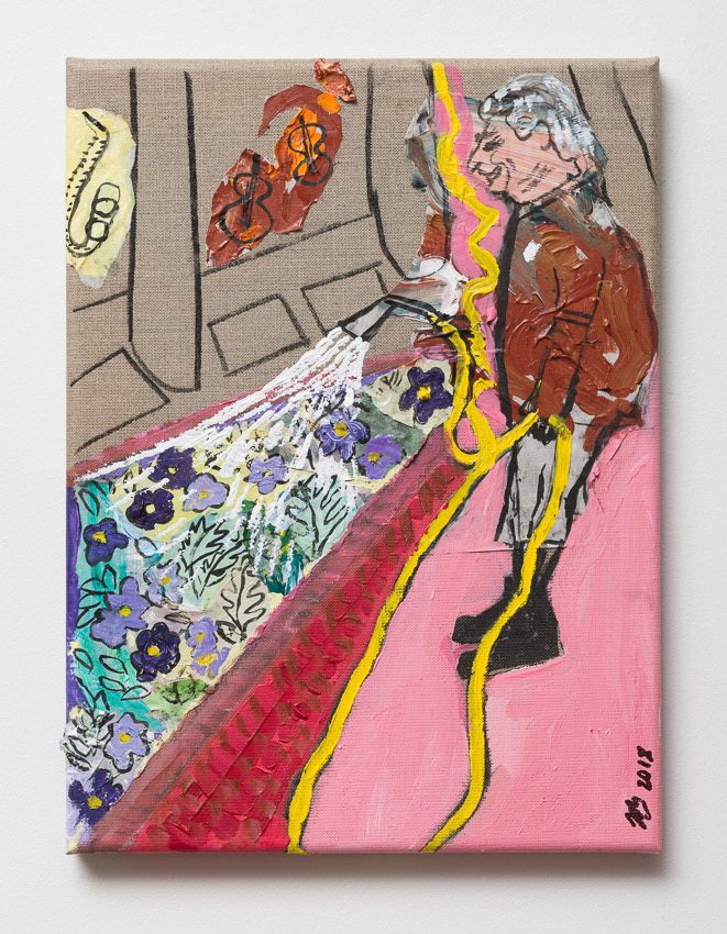 The Yellow Hose: Water Music (with Luis and Chimes Music Shop) Recycled palette papers, acrylic, ink and charcoal on linen canvas 40 x 30 x 3