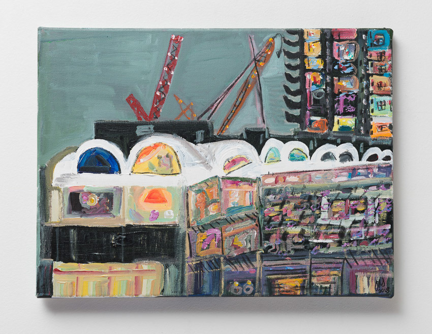 Night-life, Barbican Acrylic and charcoal on canvas 30 x 40 x 3
