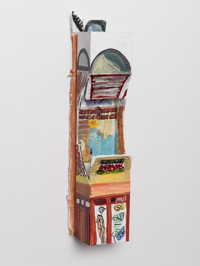 A Bird-house for a Bird who appreciates Art Recycled palette papers, acrylic, ink, recycled cardboard Dyson packaging 40 x 8 x 8