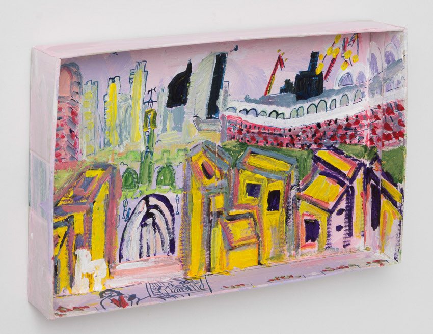 The Barbican and the City in a Shoebox Lid Acrylic, ink, shoe-box lid 21.5 x 35.5 x 0.5