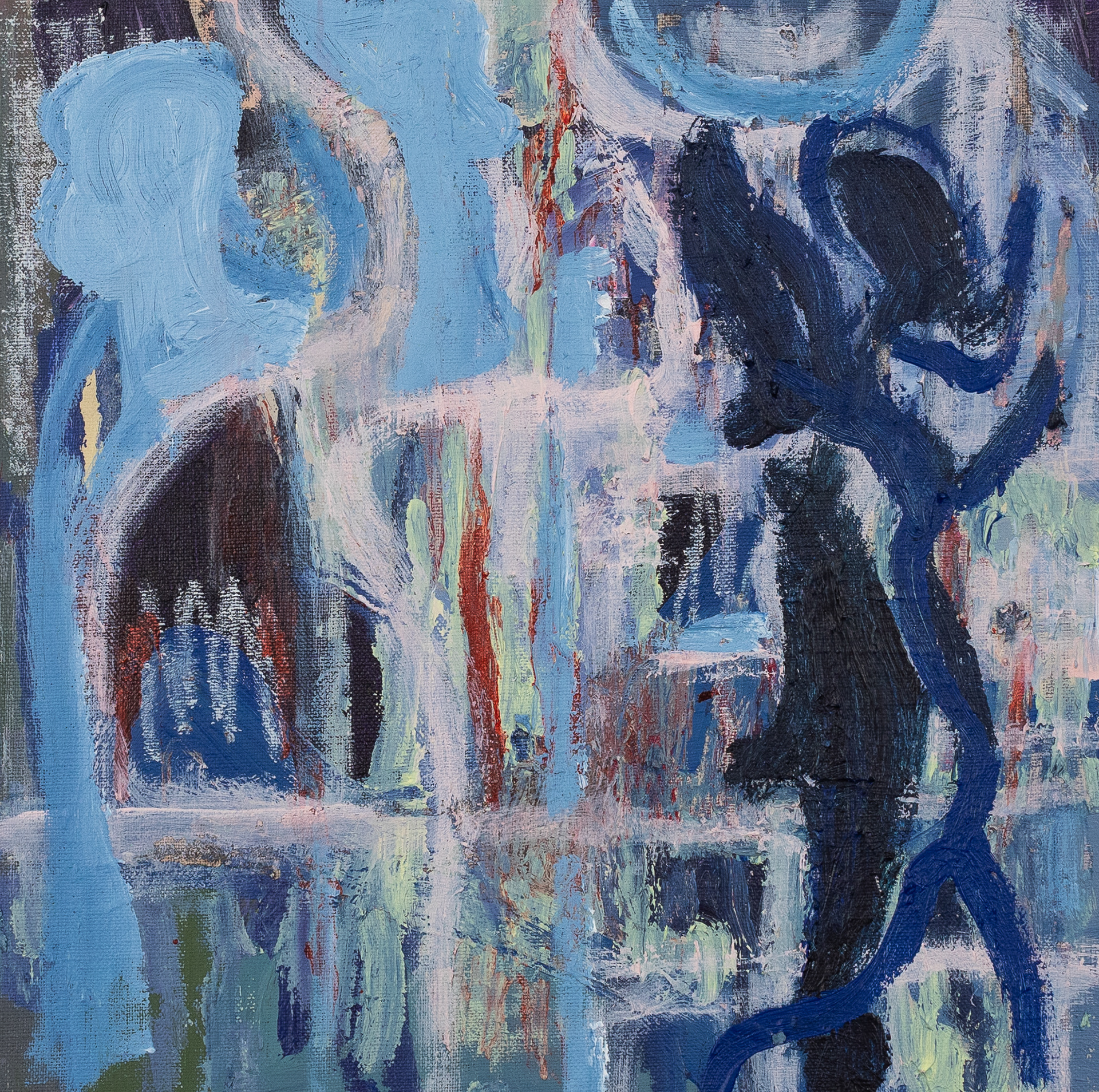 The Dancing Lovers in the Barbican Flat Across The Way: Acrylic on Board; 30 x 30