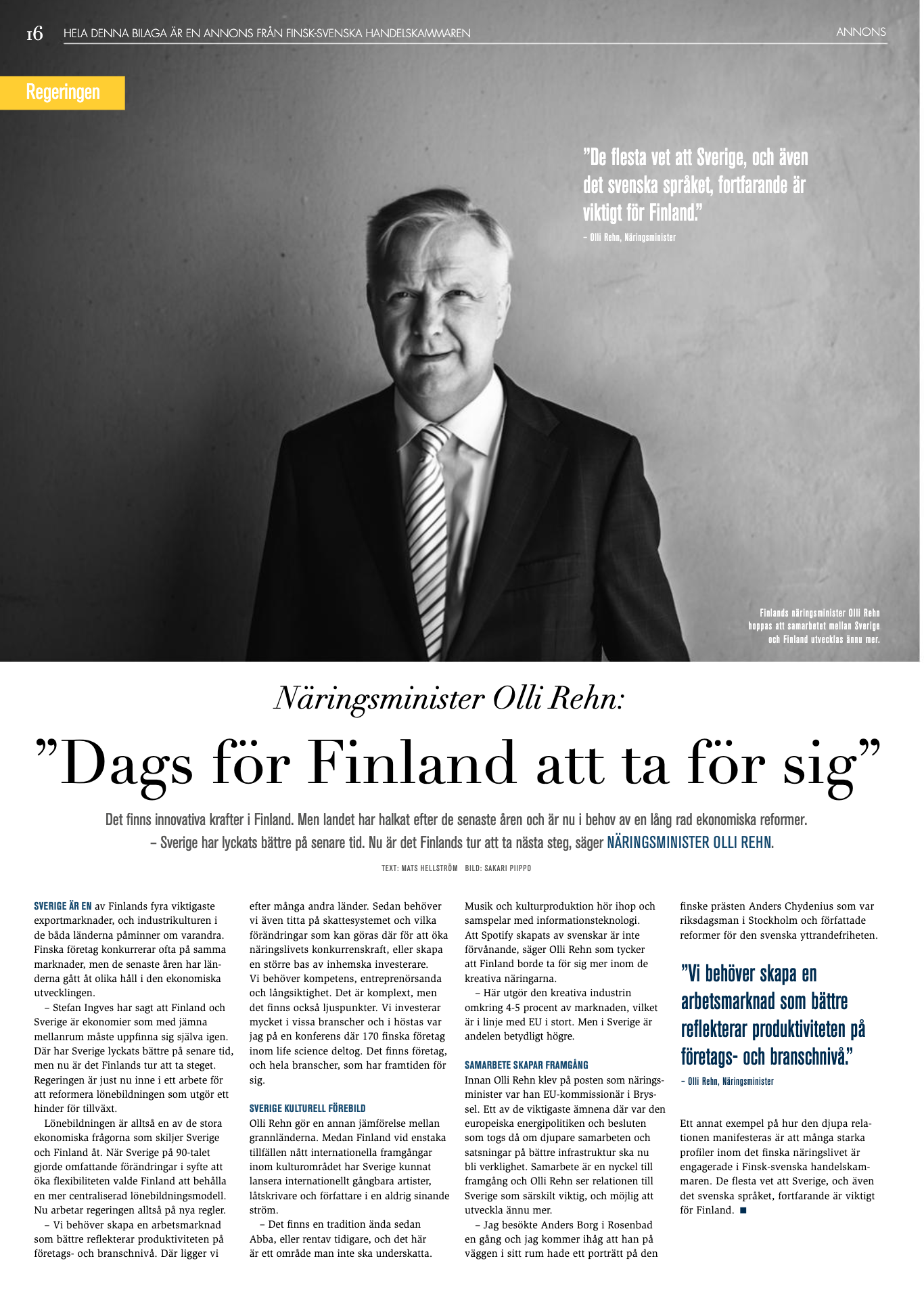 Tidningsbilaga: Finsk-svenska handelskammaren (Crossmedia Communication)