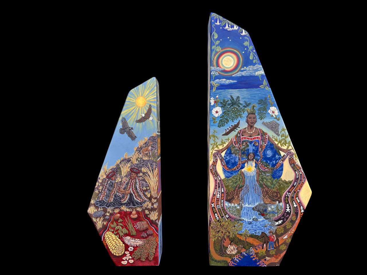 2024, Unidad de la tradición (Front), 10" and 13" tall, Acrylic on Steel Sculpture, Metalwork by Kyle Ocean
