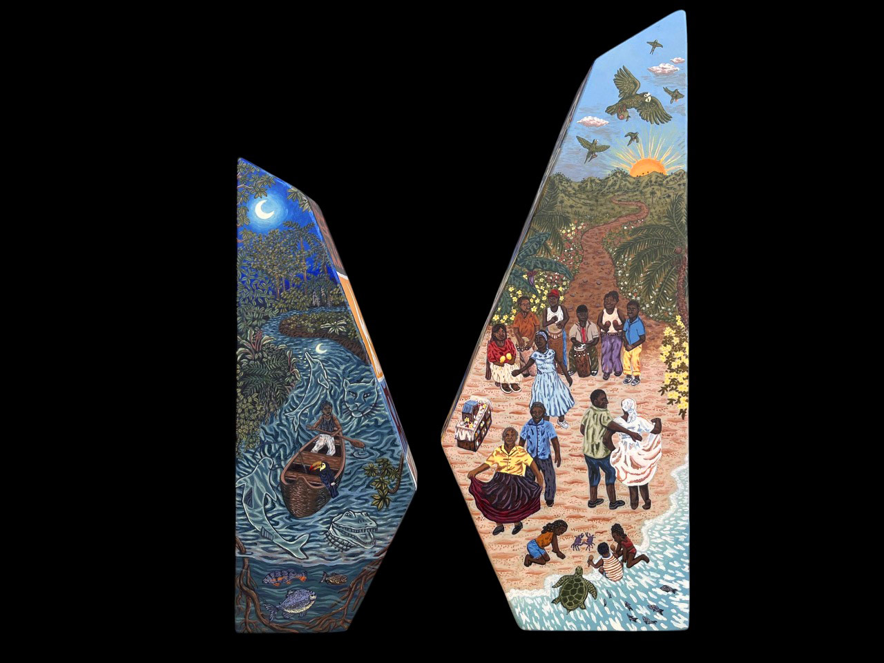 2024, Unidad de la tradición (Back), 10" and 13" tall, Acrylic on Steel Sculpture, Metalwork by Kyle Ocea