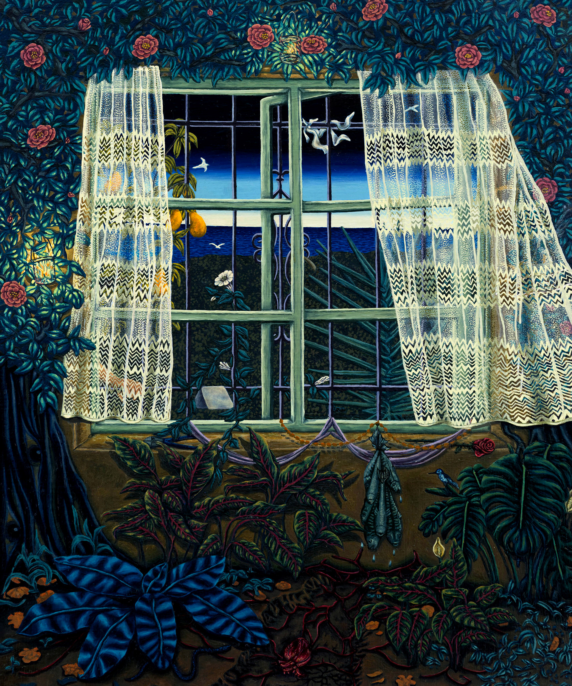 2025, Es el Miedo más que Todo, 10.5" x 8", Oil on wood panel