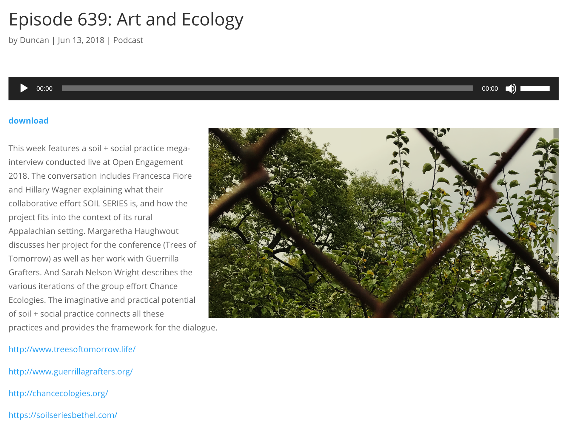 Featured in – Bad at Sports, Episode 639: Art and Ecology (2018)