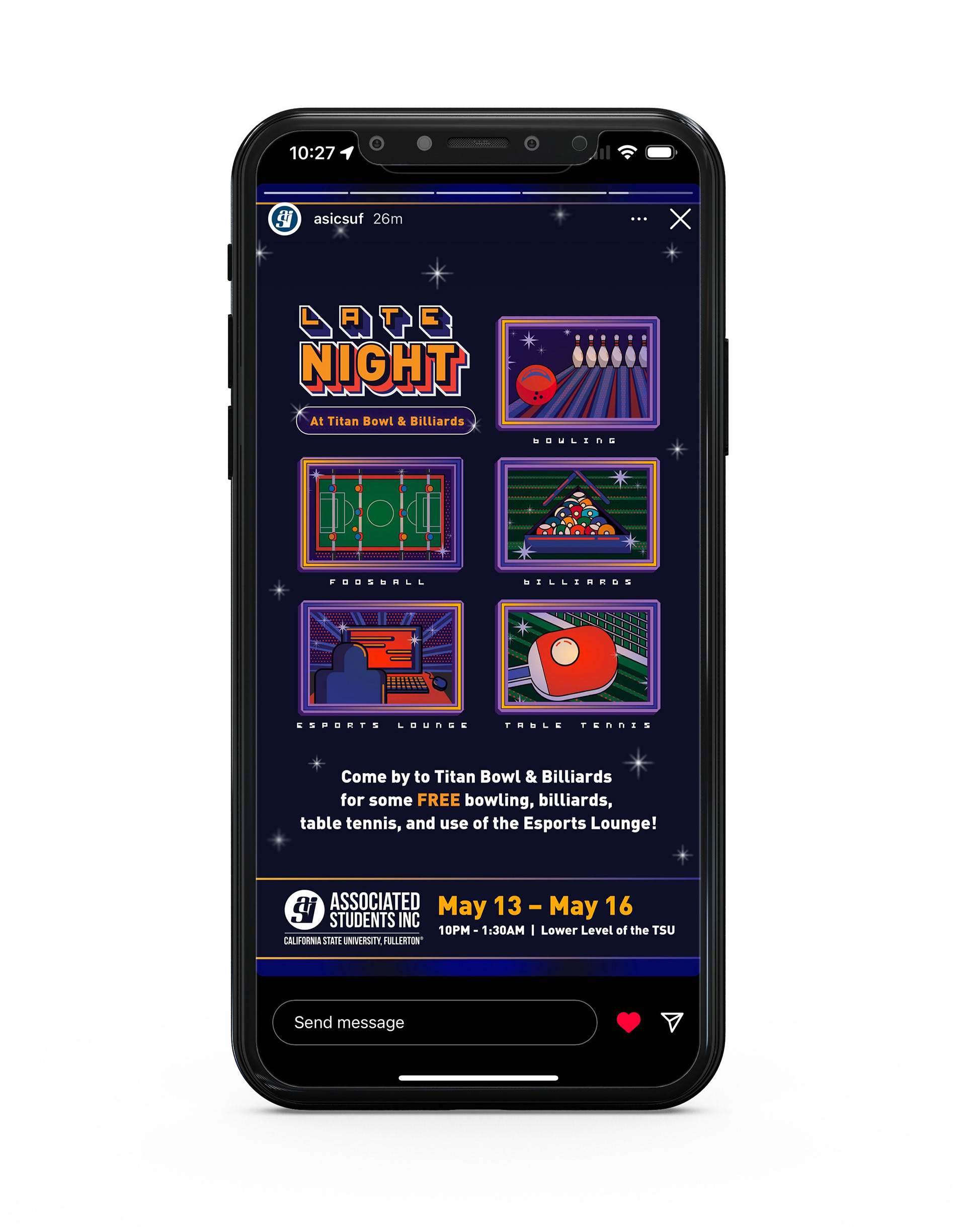 Late Night at Titan Bowl & Billiards, Social Media Story
